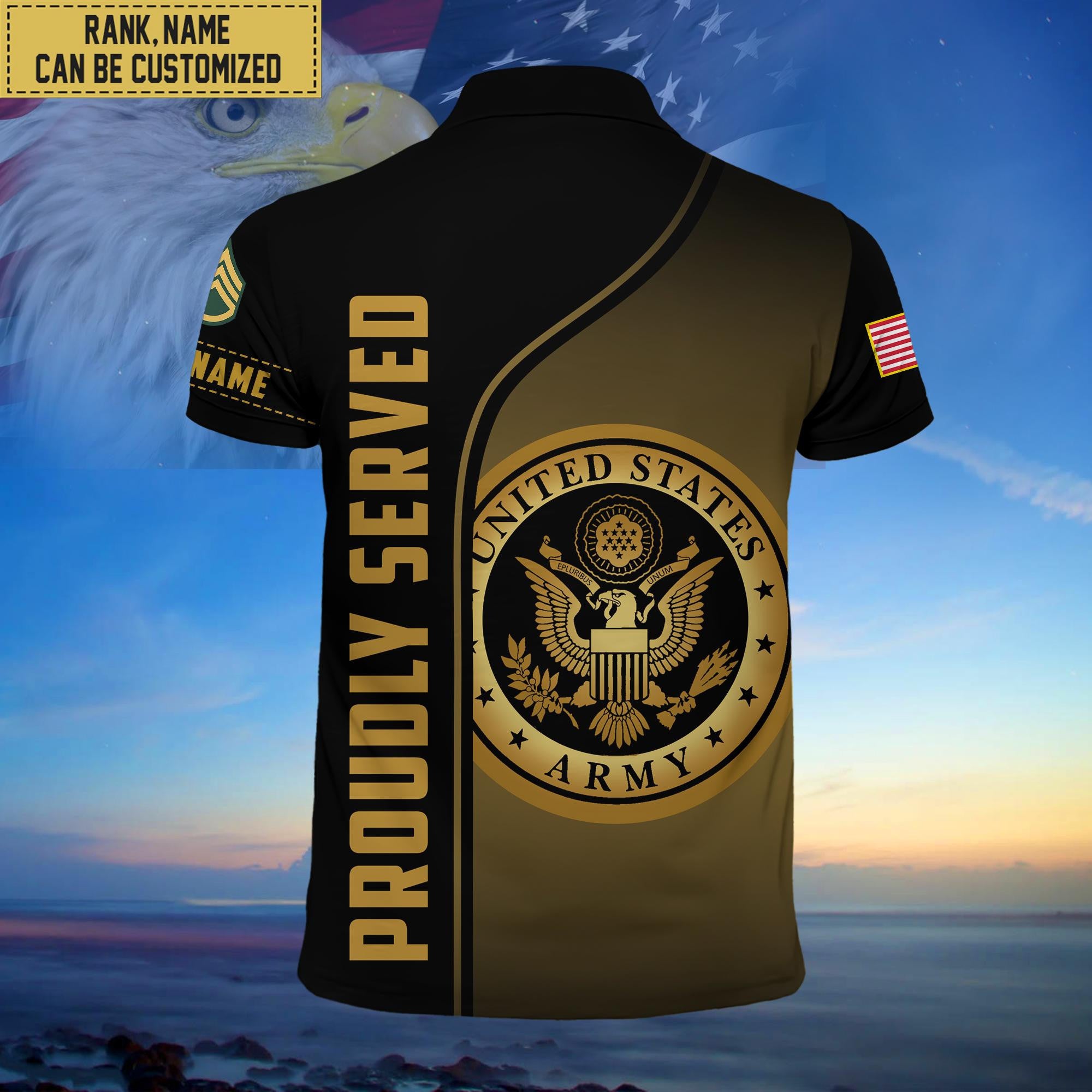 Premium Custom US Army Polo Shirt, Gifts for Army Veteran, Gifts For Dad, For Husband VPVC202201