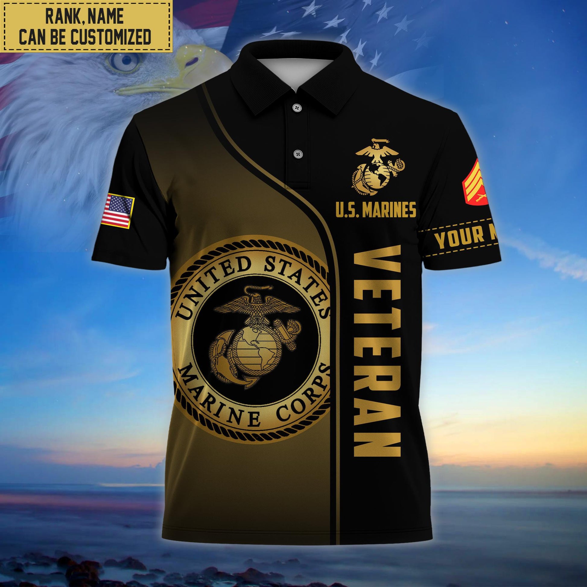 Premium Custom USMC Polo Shirt, Gifts for Marine Veteran, Gifts For Dad, For Husband VPVC202203