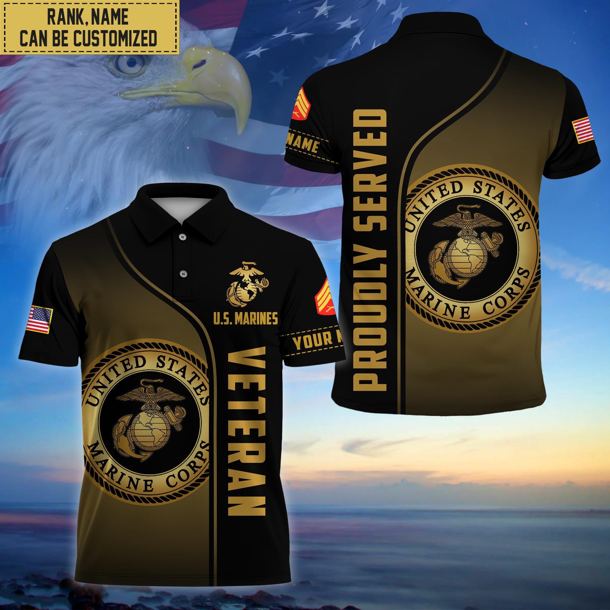Premium Custom USMC Polo Shirt, Gifts for Marine Veteran, Gifts For Dad, For Husband VPVC202203