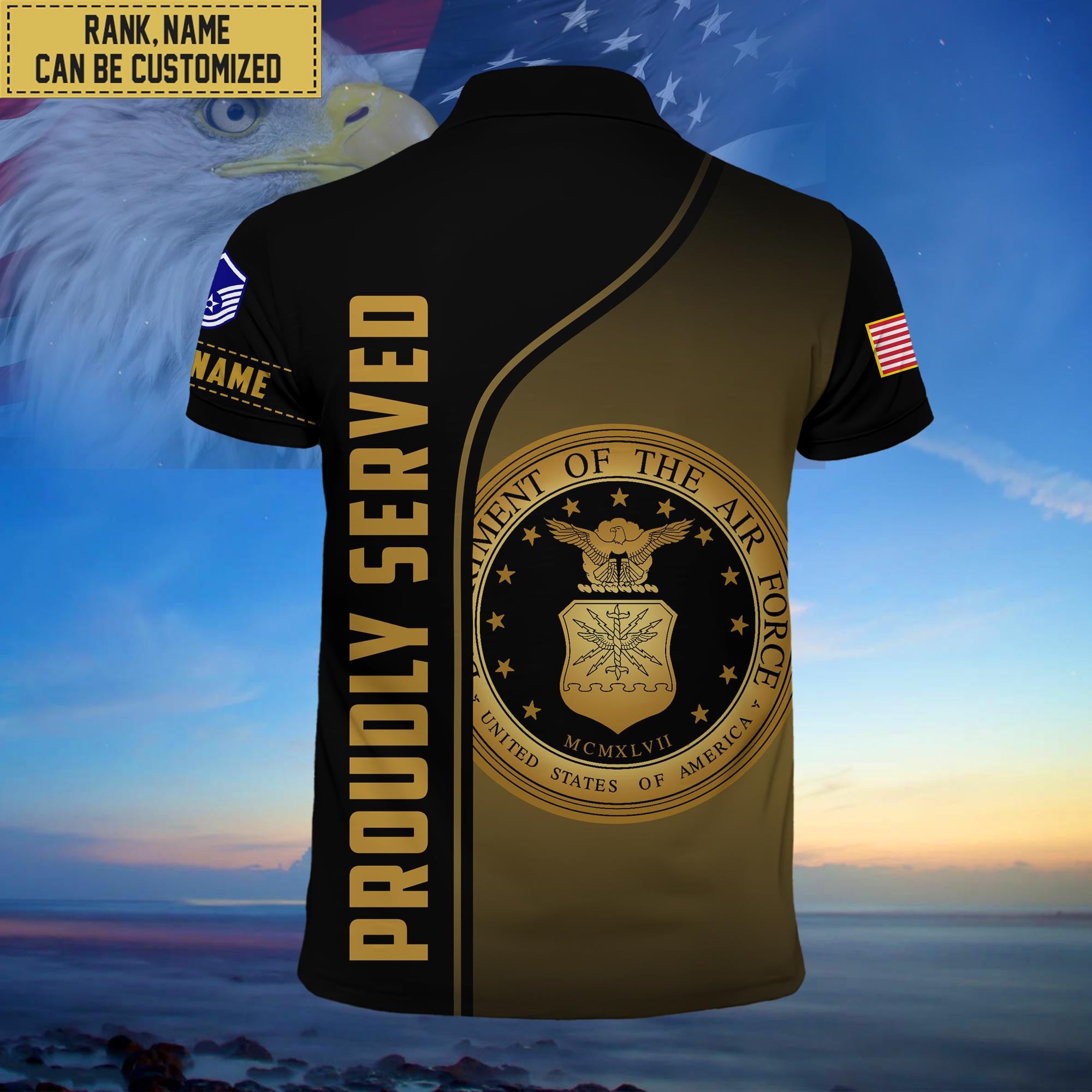 Premium Custom USAF Polo Shirt, Gifts for Air Foce Veteran, Gifts For Dad, For Husband VPVC202204
