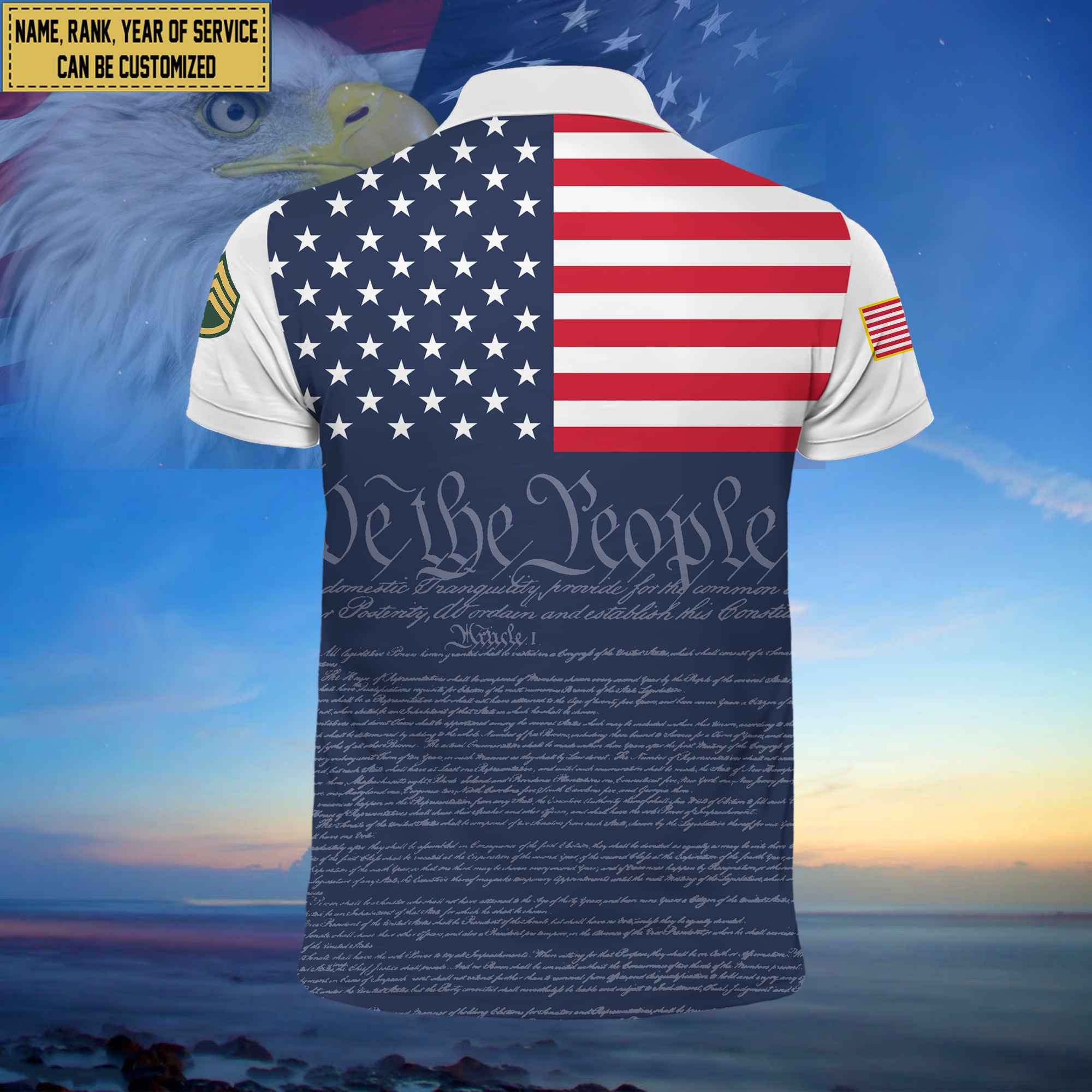 Premium Custom Name, Rank US Army Polo Shirt, Gifts for Army Veteran VPVC202301