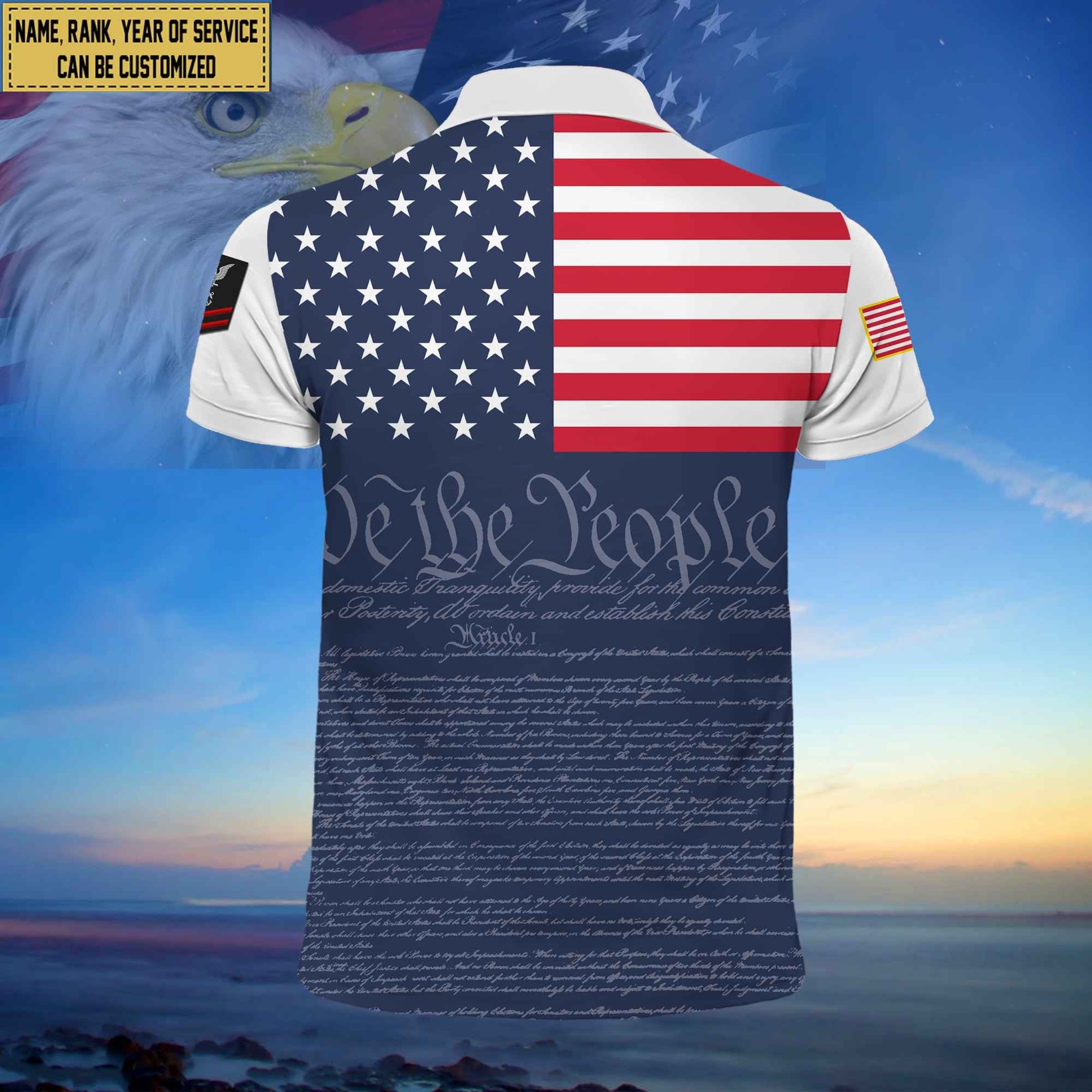 Premium Custom Name, Rank US Navy Polo Shirt, Gifts for Navy Veteran VPVC202302