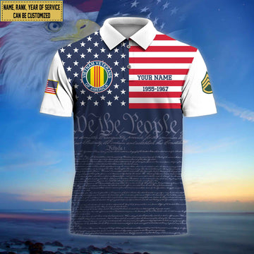 Premium Custom Name, Rank Vietnam Veteran Polo Shirt, Gifts for Vietnam Veteran VPVC202306