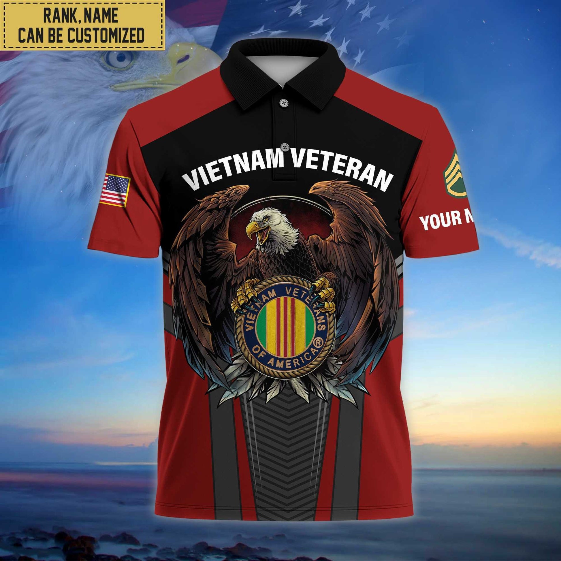 Premium Custom Name, Rank Vietnam Veteran Polo Shirt, Gifts for Vietnam Veteran VPVC202506