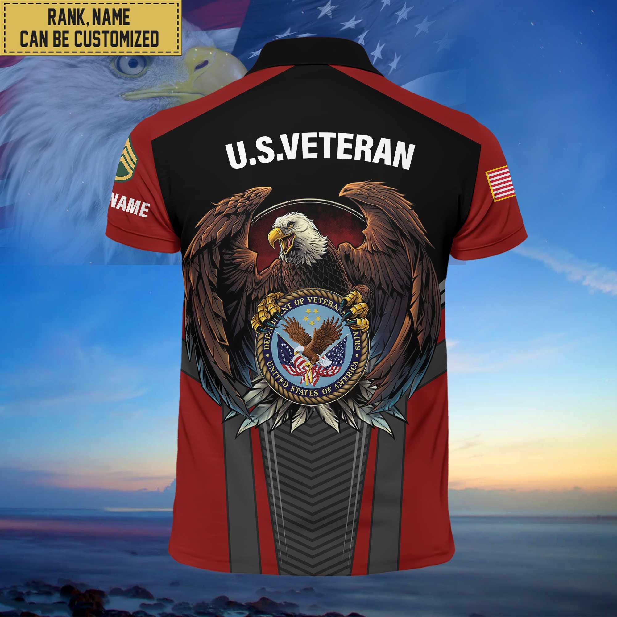 Premium Custom Name, Rank US Veteran Polo Shirt, Gifts for US Veteran VPVC202507