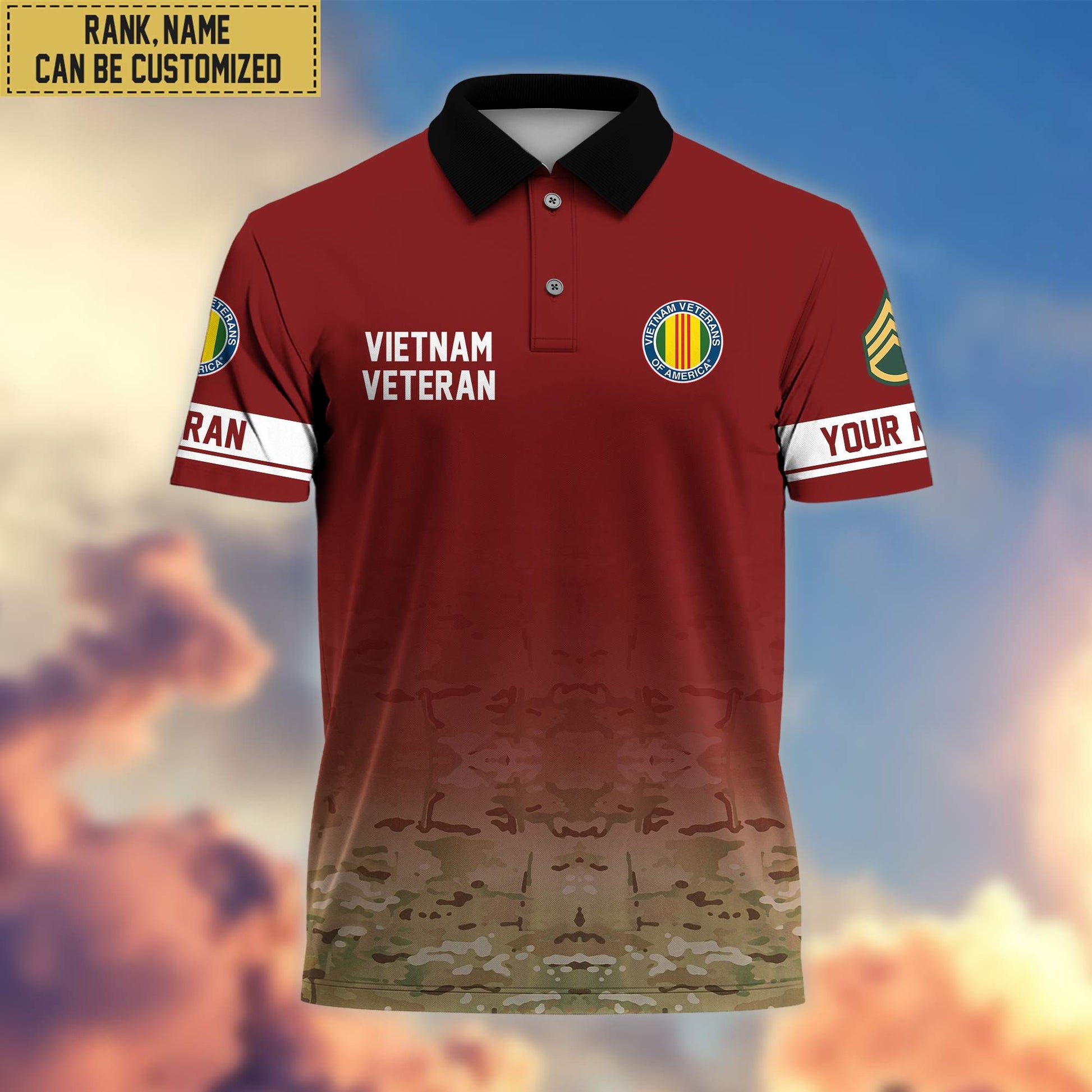 Premium Custom Name, Rank Vietnam Veteran Polo Shirt, Gifts for Vietnam Veteran VPVC202606