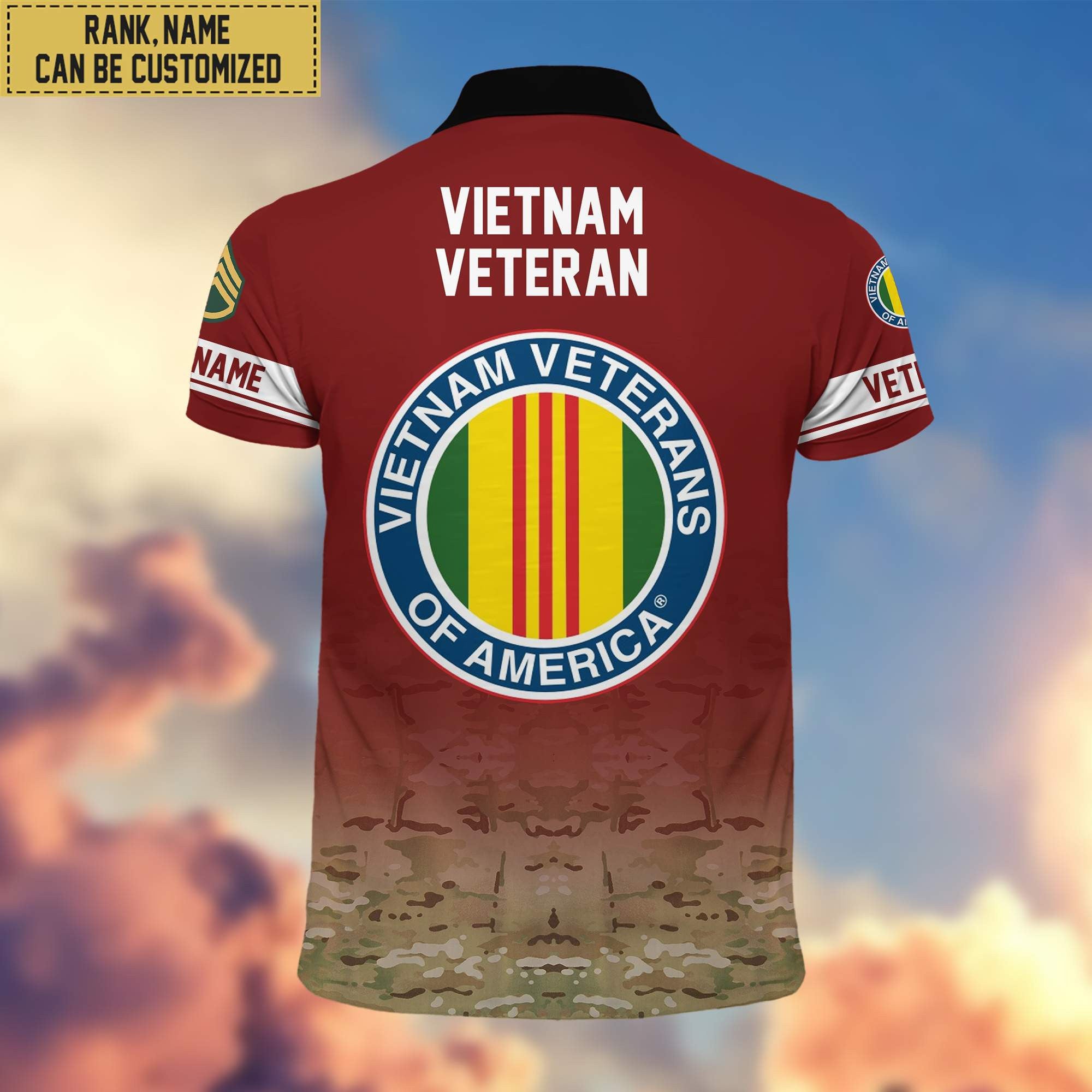 Premium Custom Name, Rank Vietnam Veteran Polo Shirt, Gifts for Vietnam Veteran VPVC202606