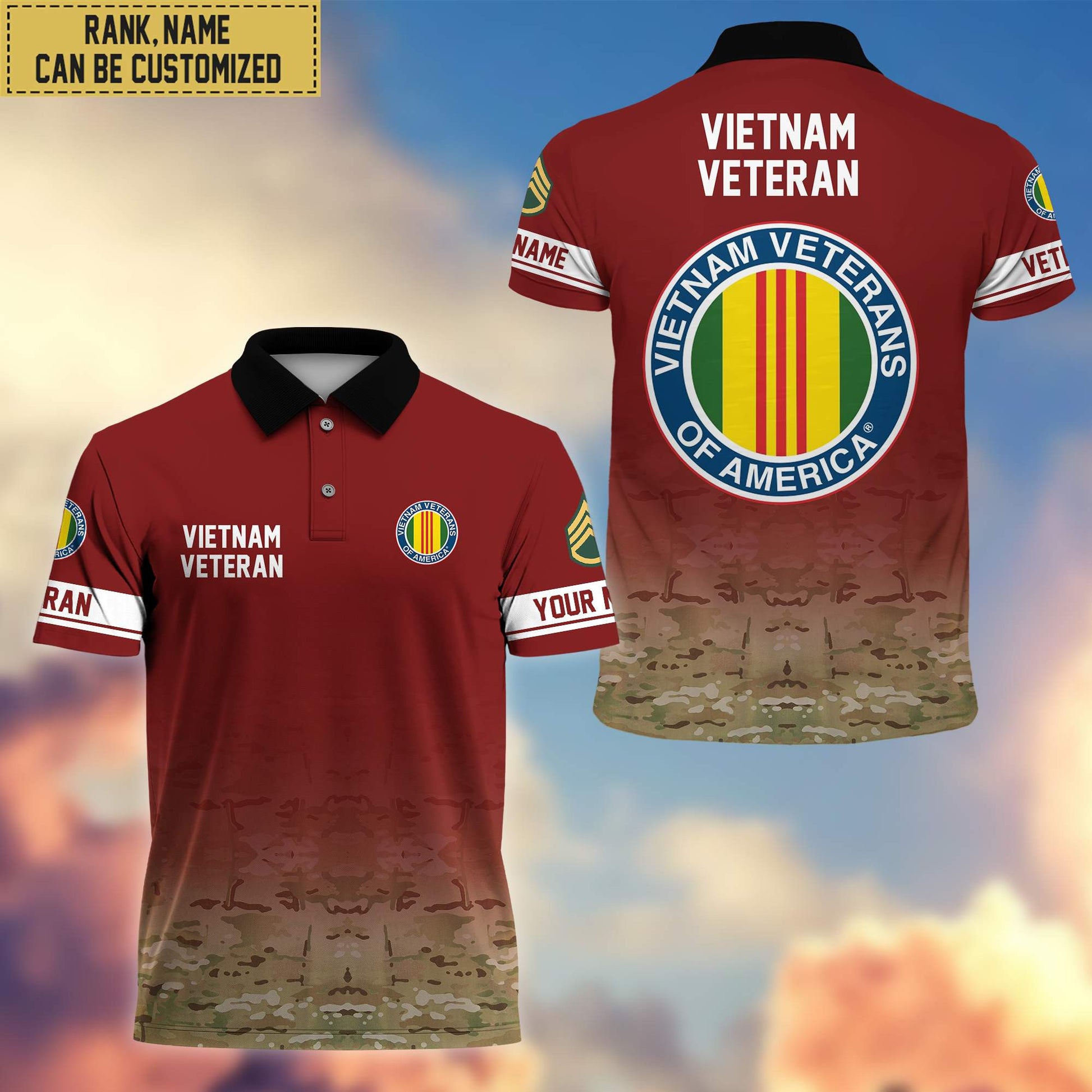 Premium Custom Name, Rank Vietnam Veteran Polo Shirt, Gifts for Vietnam Veteran VPVC202606