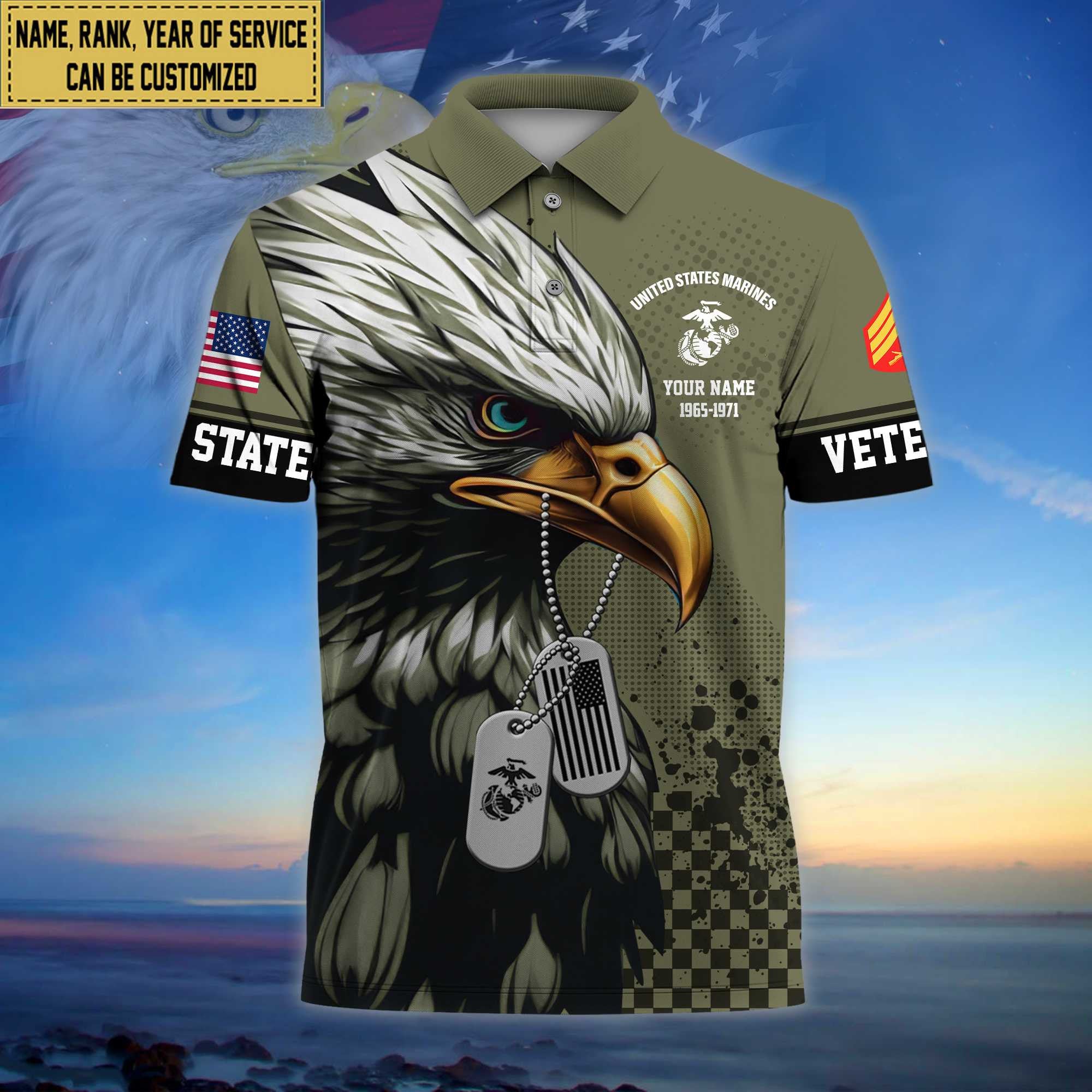 Premium Custom USMC Polo Shirt, Gifts For Dad, For Husband Marine Veteran VPVC203003