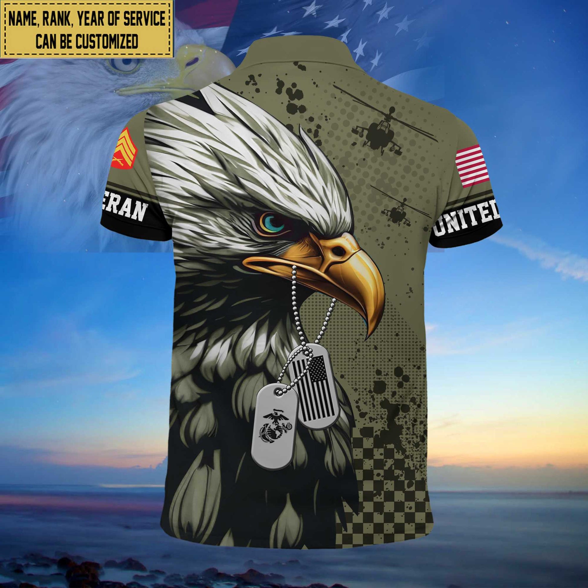 Premium Custom USMC Polo Shirt, Gifts For Dad, For Husband Marine Veteran VPVC203003