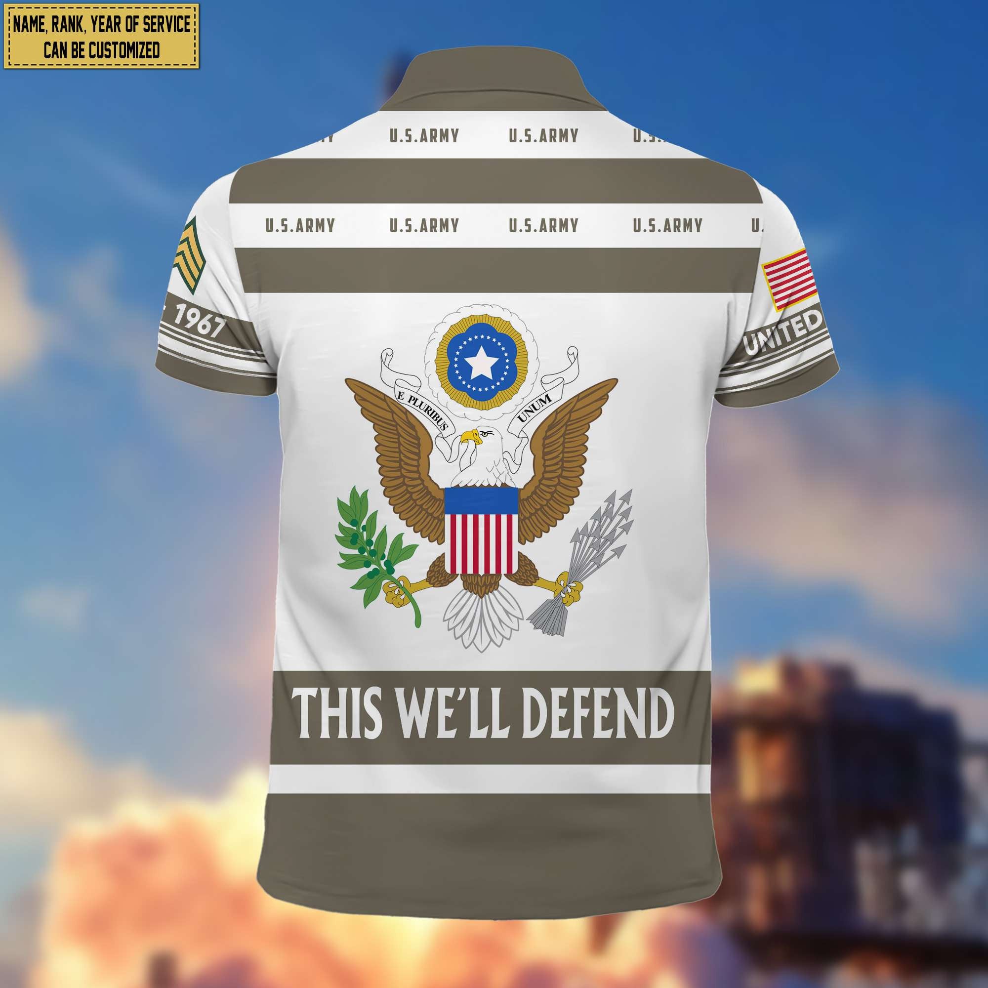 Premium Custom Name, Rank US Army Polo Shirt, Gifts for Army Veteran, Gifts for Veterans Day, Father's Day VPVC203201