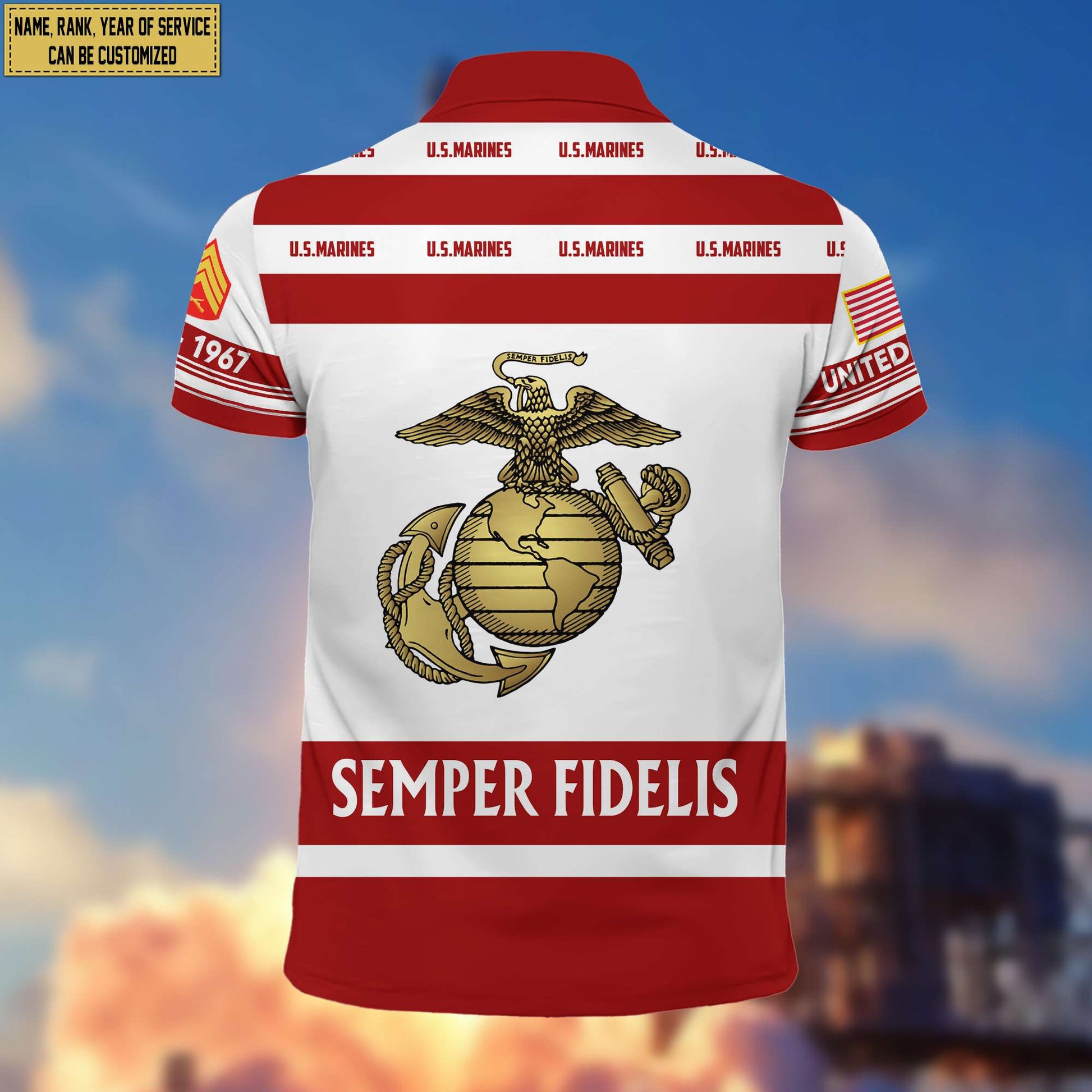 Premium Custom Name, Rank USMC Polo Shirt, Gifts for Marine Veteran, Gifts for Veterans Day, Father's Day VPVC203203