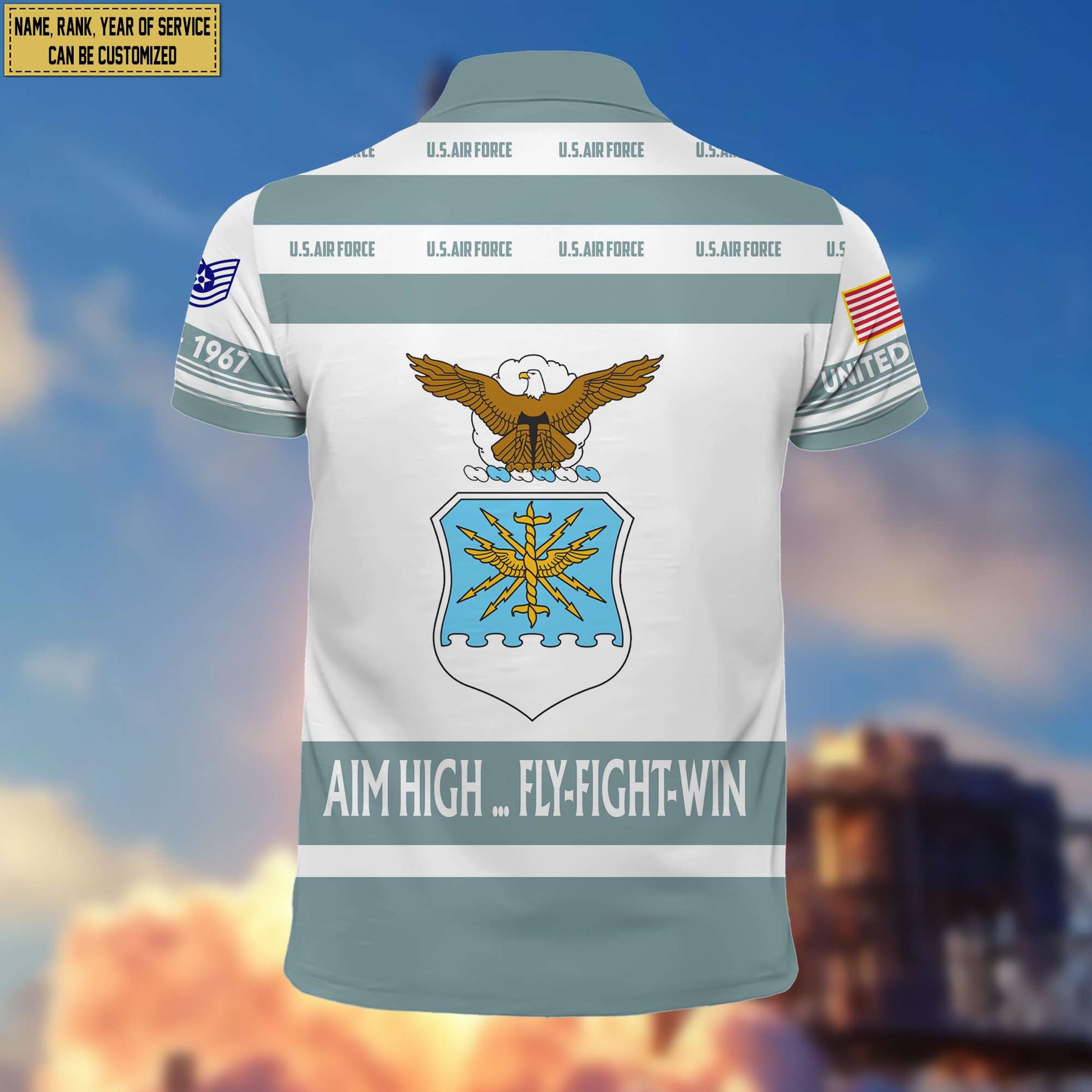 Premium Custom Name, Rank USAF Polo Shirt, Gifts for Air Force Veteran, Gifts for Veterans Day, Father's Day VPVC203204