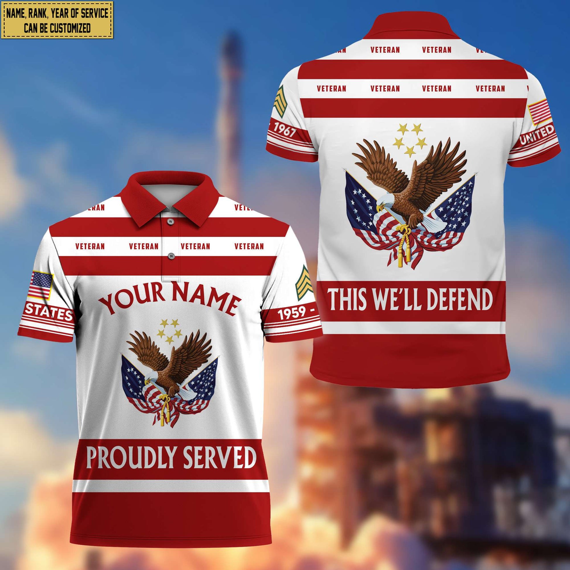 Premium Custom Name, Rank US Veteran Polo Shirt, Gifts for US Veteran, Gifts for Veterans Day, Father's Day VPVC203207