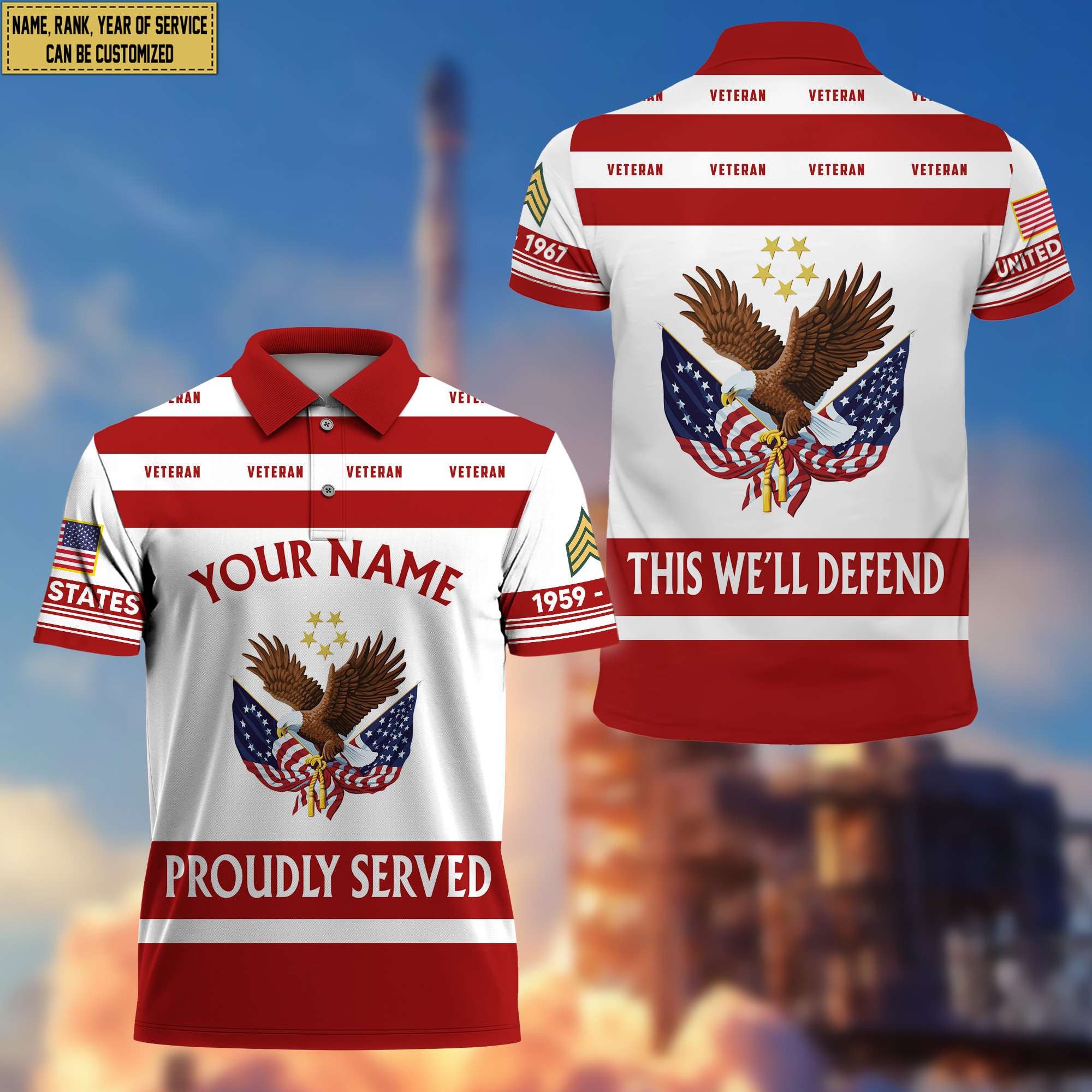 Premium Custom Name, Rank US Veteran Polo Shirt, Gifts for US Veteran, Gifts for Veterans Day, Father's Day VPVC203207