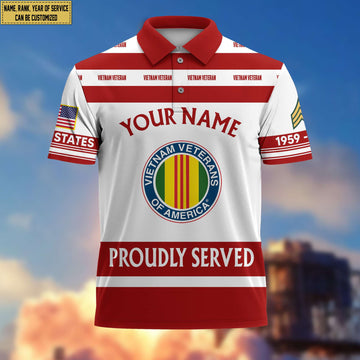 Premium Custom Name, Rank Vietnam Veteran Polo Shirt, Gifts for Vietnam Veteran, Gifts for Veterans Day, Father's Day VPVC203206