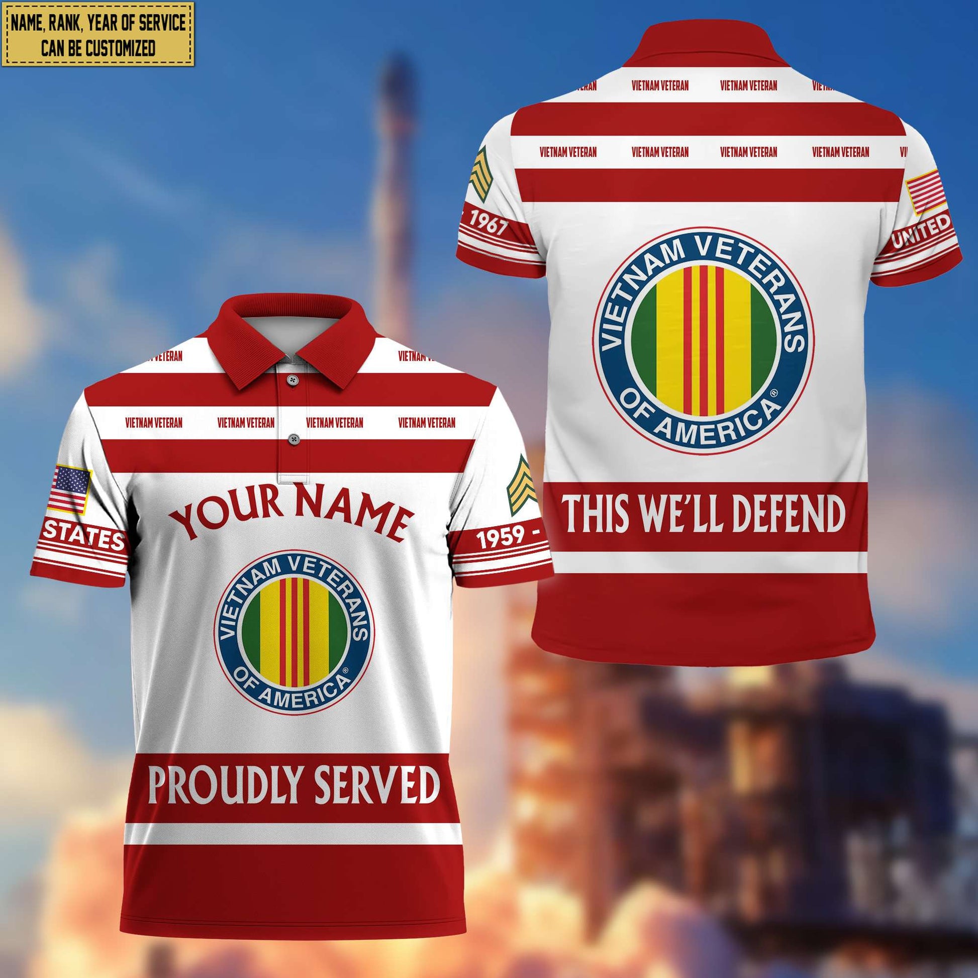 Premium Custom Name, Rank Vietnam Veteran Polo Shirt, Gifts for Vietnam Veteran, Gifts for Veterans Day, Father's Day VPVC203206