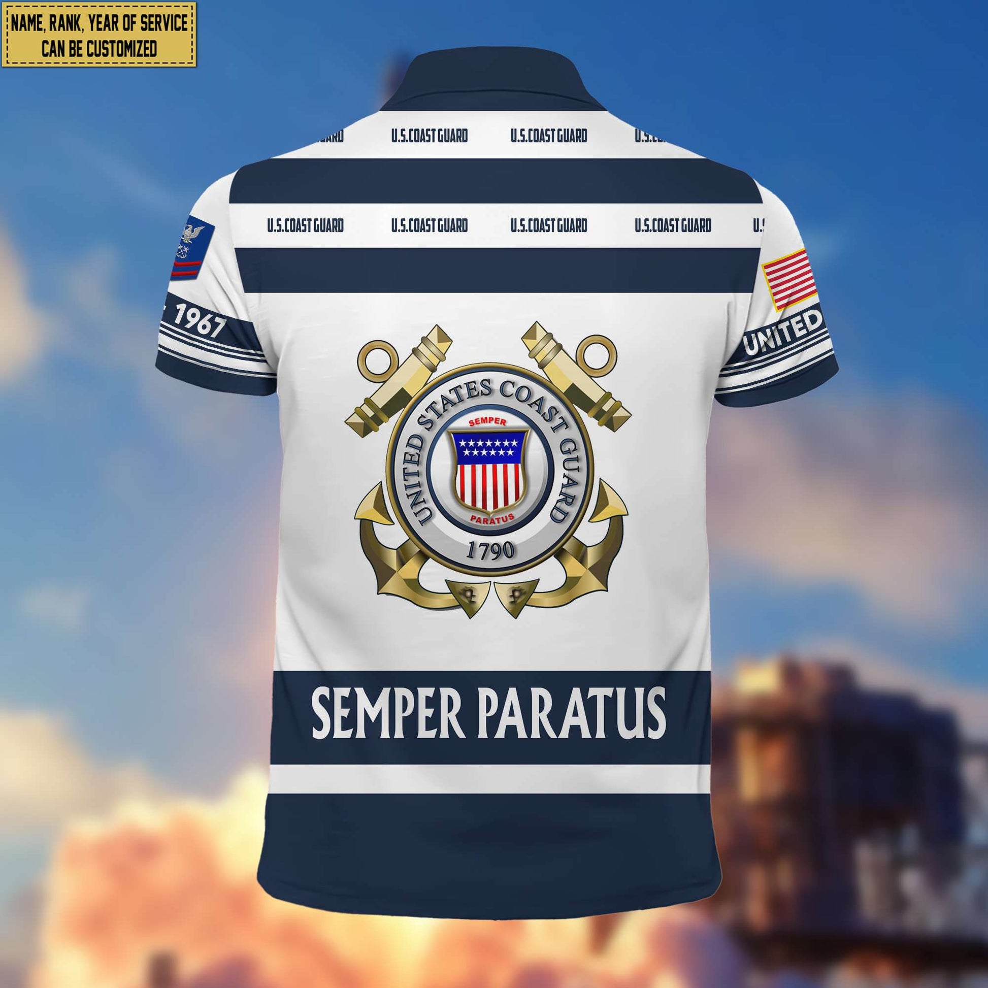 Premium Custom Name, Rank USCG Polo Shirt, Gifts for Coast Guard Veteran, Gifts for Veterans Day, Father's Day VPVC203205