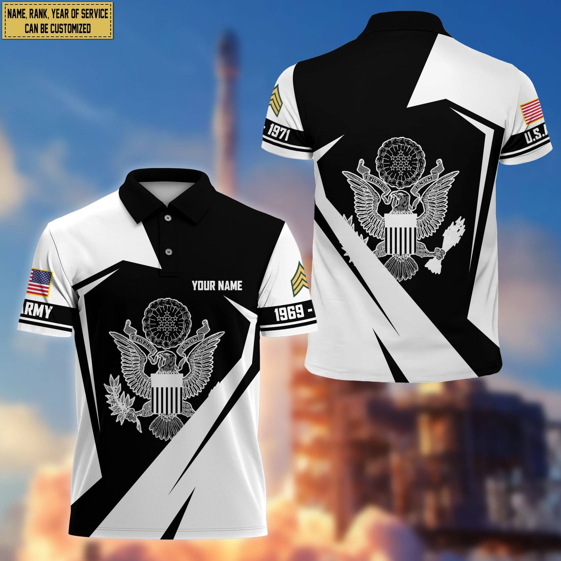 Premium Custom Name, Rank US Army Polo Shirt, Gifts for Army Veteran, Gifts for Veterans Day, Father's Day VPVC203301