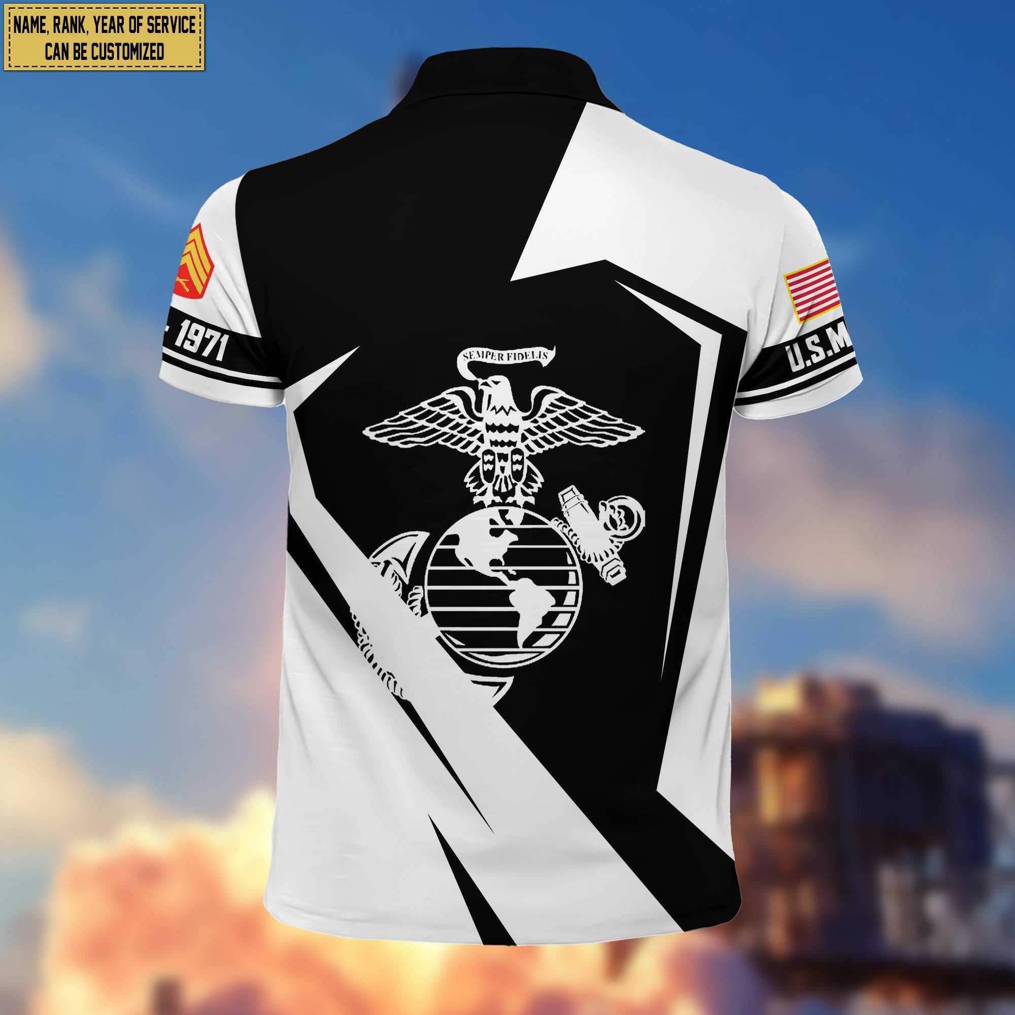 Premium Custom Name, Rank USMC Polo Shirt, Gifts for Marine Veteran, Gifts for Veterans Day, Father's Day VPVC203303