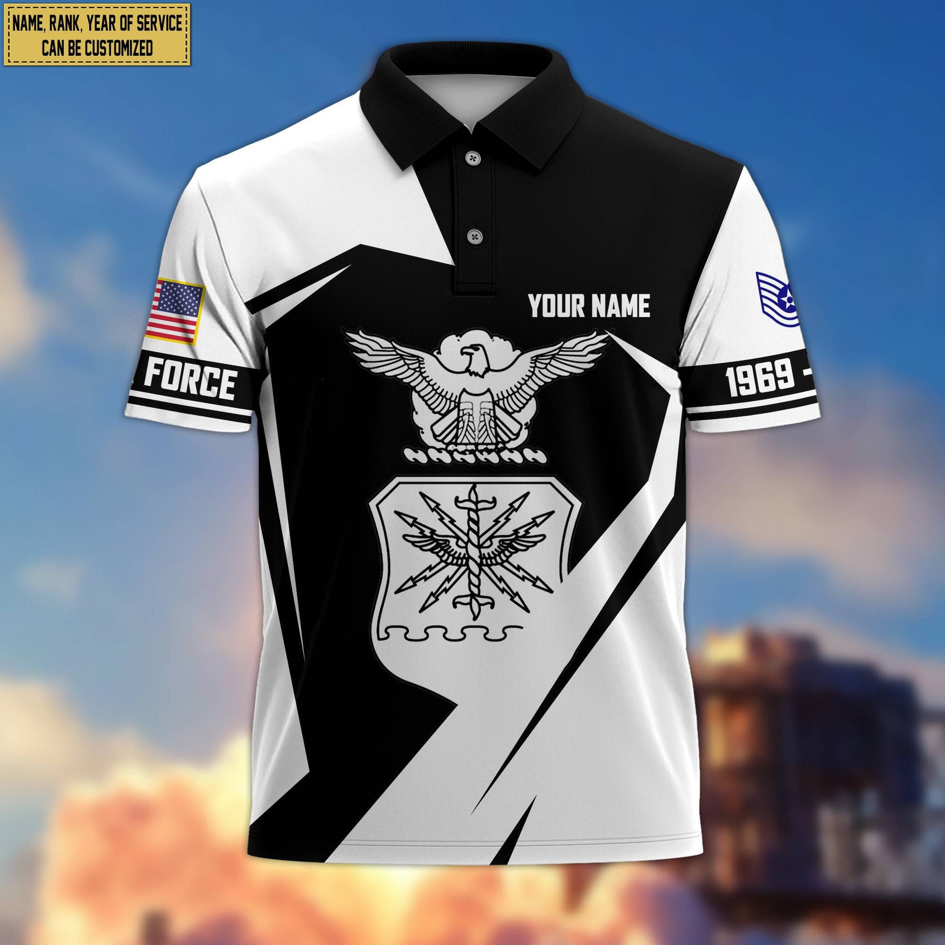 Premium Custom Name, Rank USAF Polo Shirt, Gifts for Air Force Veteran, Gifts for Veterans Day, Father's Day VPVC203304