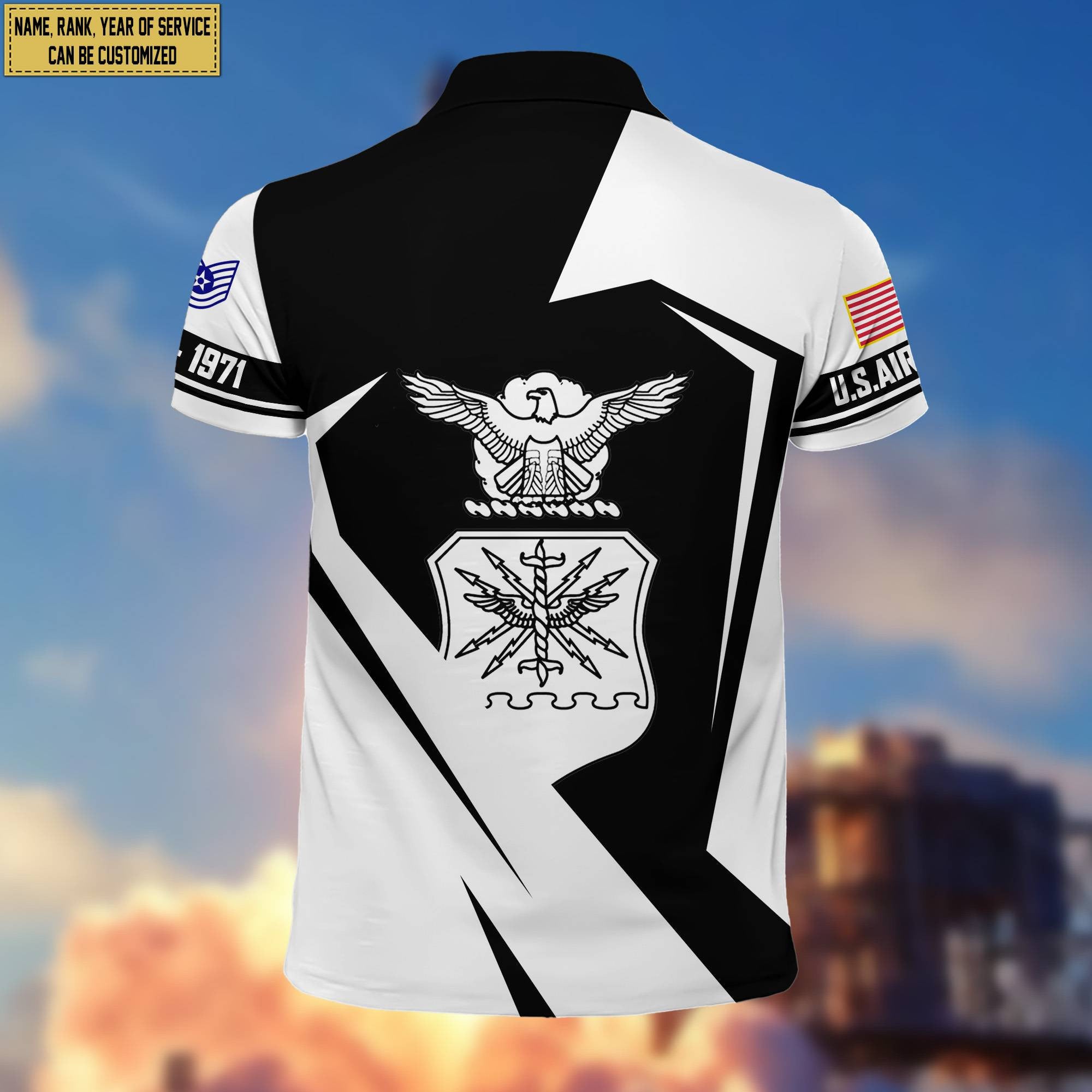 Premium Custom Name, Rank USAF Polo Shirt, Gifts for Air Force Veteran, Gifts for Veterans Day, Father's Day VPVC203304