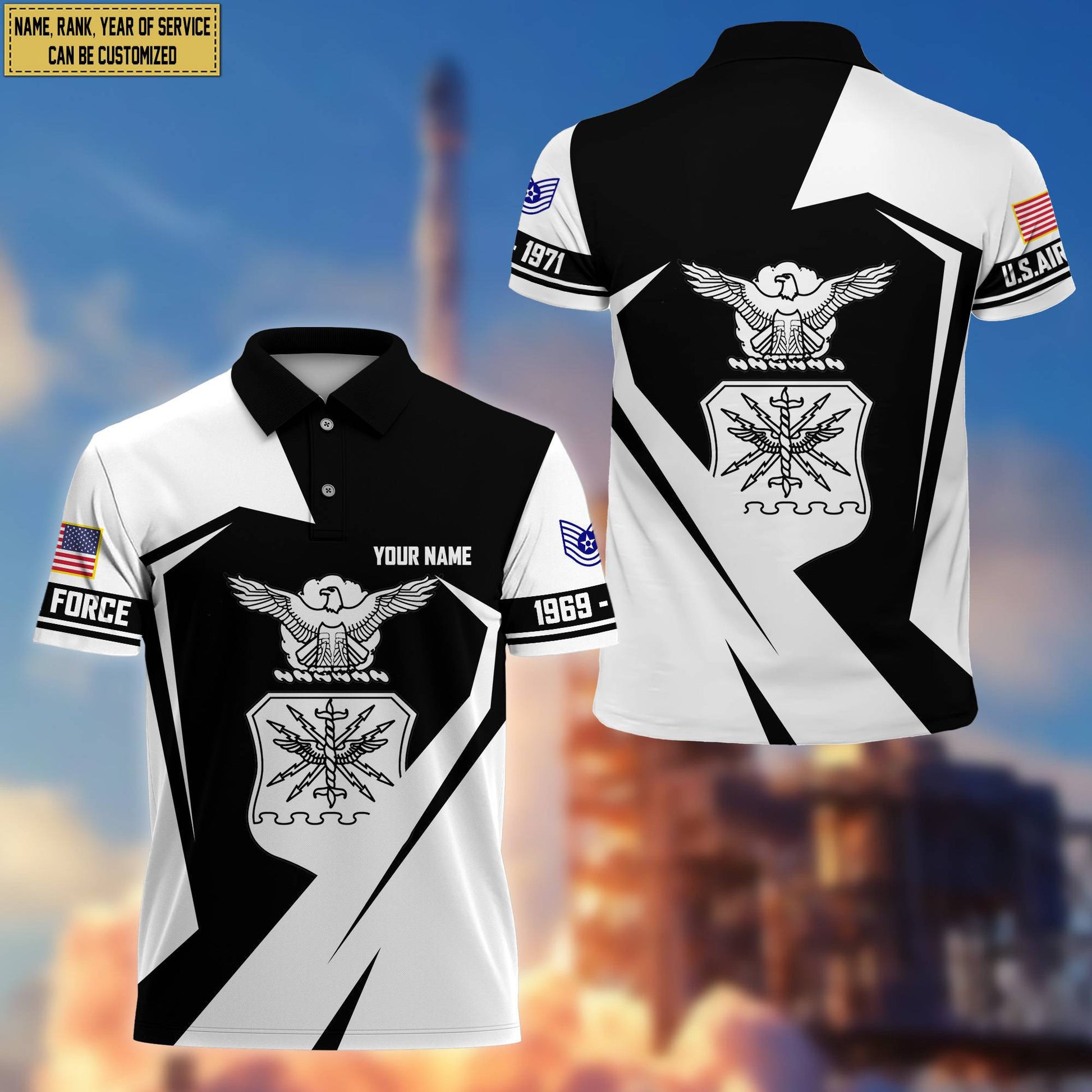 Premium Custom Name, Rank USAF Polo Shirt, Gifts for Air Force Veteran, Gifts for Veterans Day, Father's Day VPVC203304