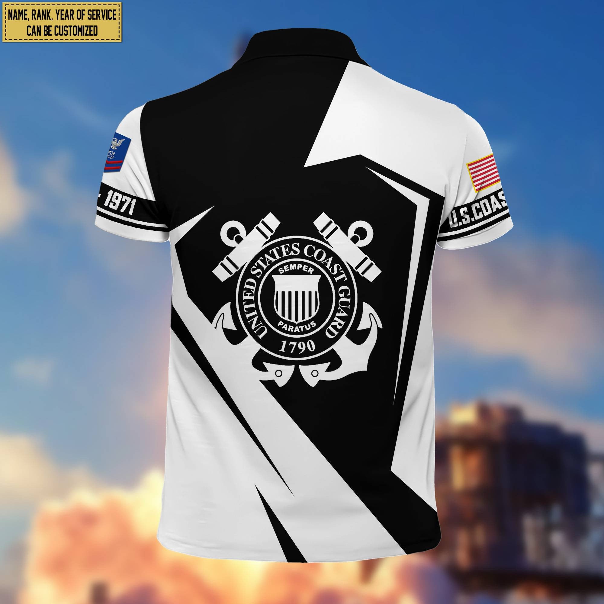 Premium Custom Name, Rank USCG Polo Shirt, Gifts for Coast Guard Veteran, Gifts for Veterans Day, Father's Day VPVC203305
