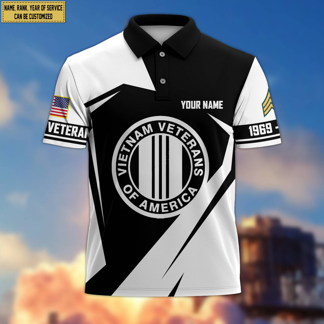 Premium Custom Name, Rank Vietnam Veteran Polo Shirt, Gifts for Vietnam Veteran, Gifts for Veterans Day, Father's Day VPVC203306