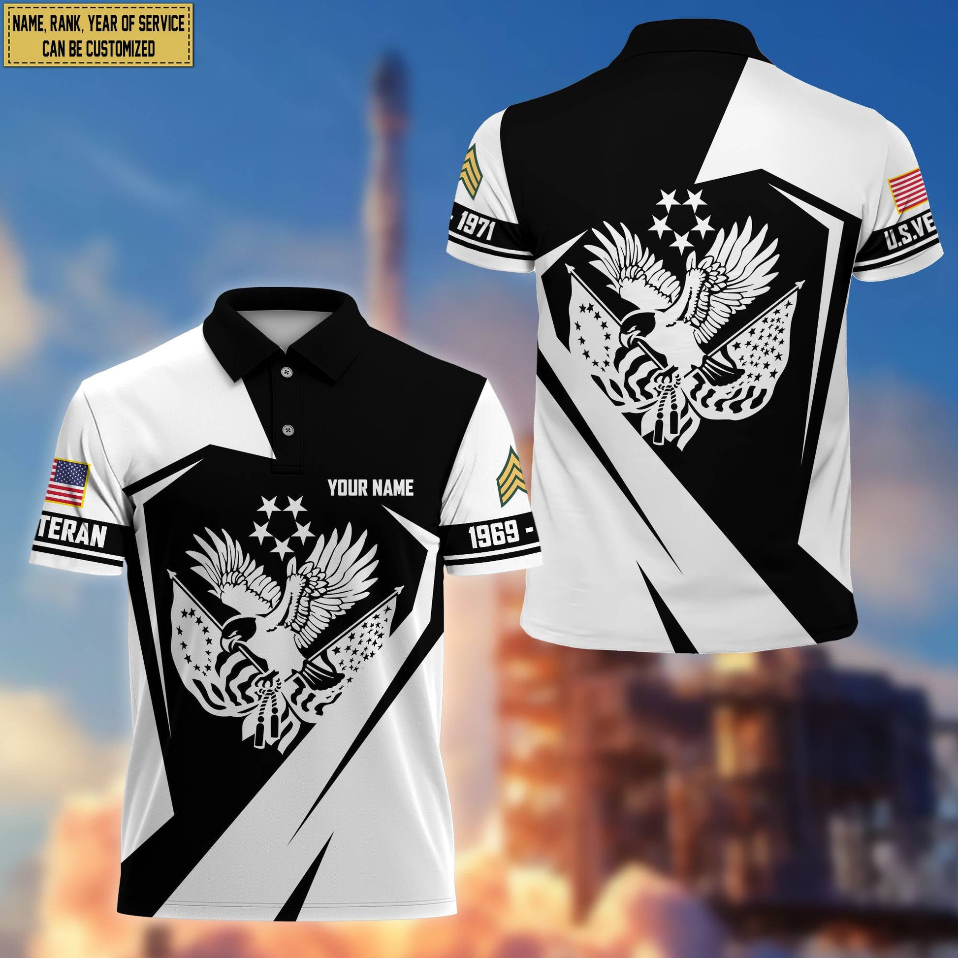 Premium Custom Name, Rank US Veteran Polo Shirt, Gifts for US Veteran, Gifts for Veterans Day, Father's Day VPVC203307