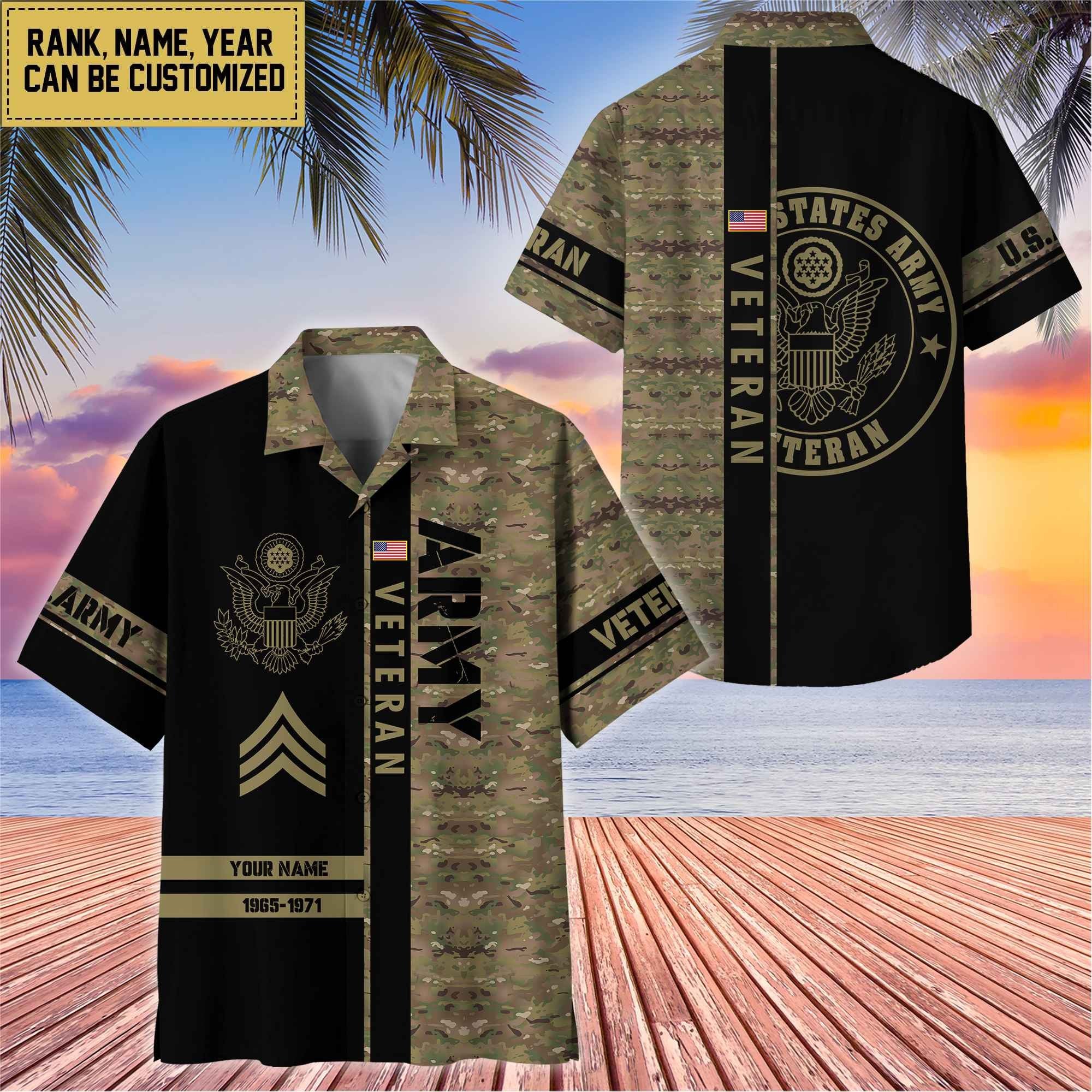 Premium Personalized US Veterans Hawaii Shirt, Gifts For Dad, For Husband Veteran BPVC110701
