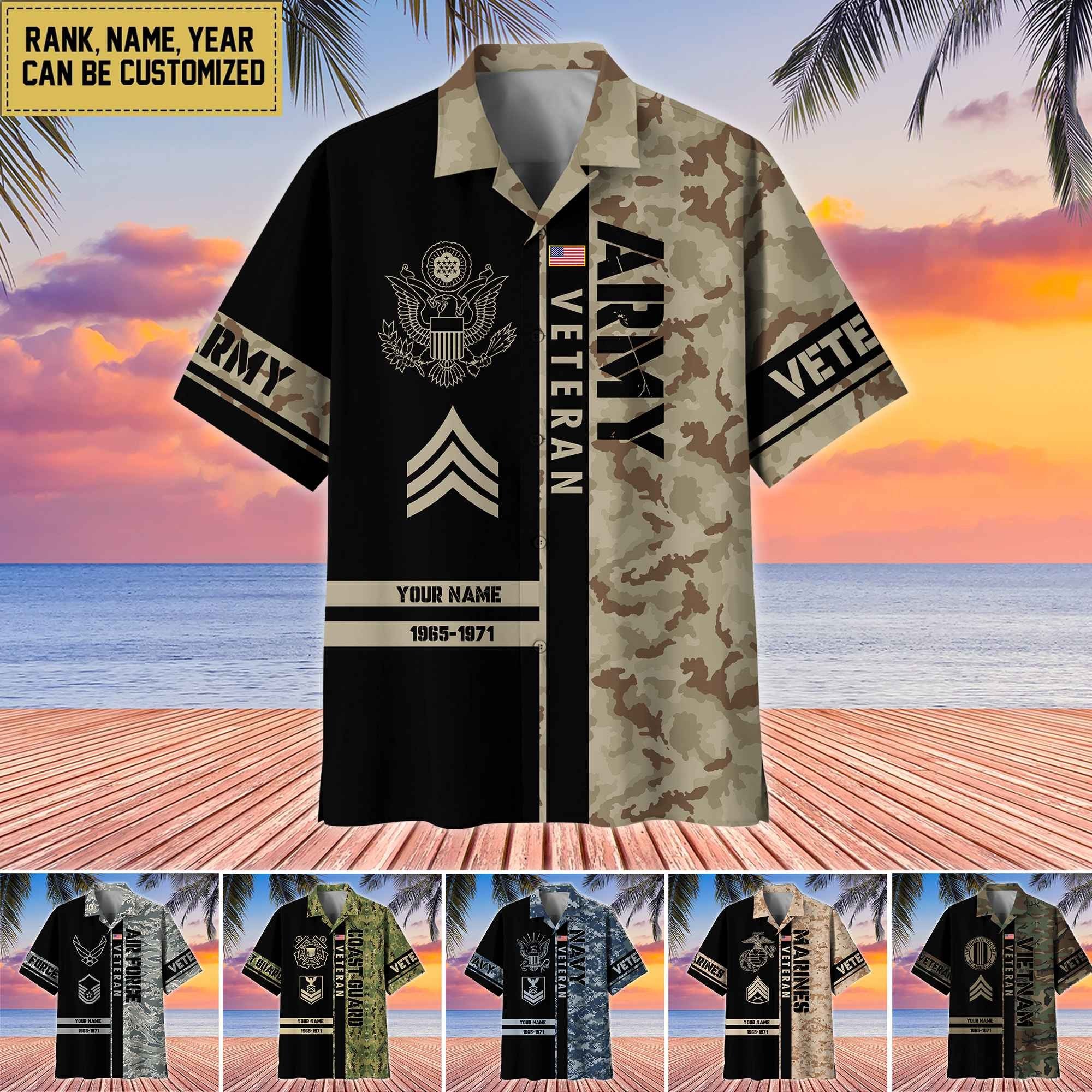 Premium Personalized US Veterans Hawaii Shirt, Gifts For Dad, For Husband Veteran BPVC110701