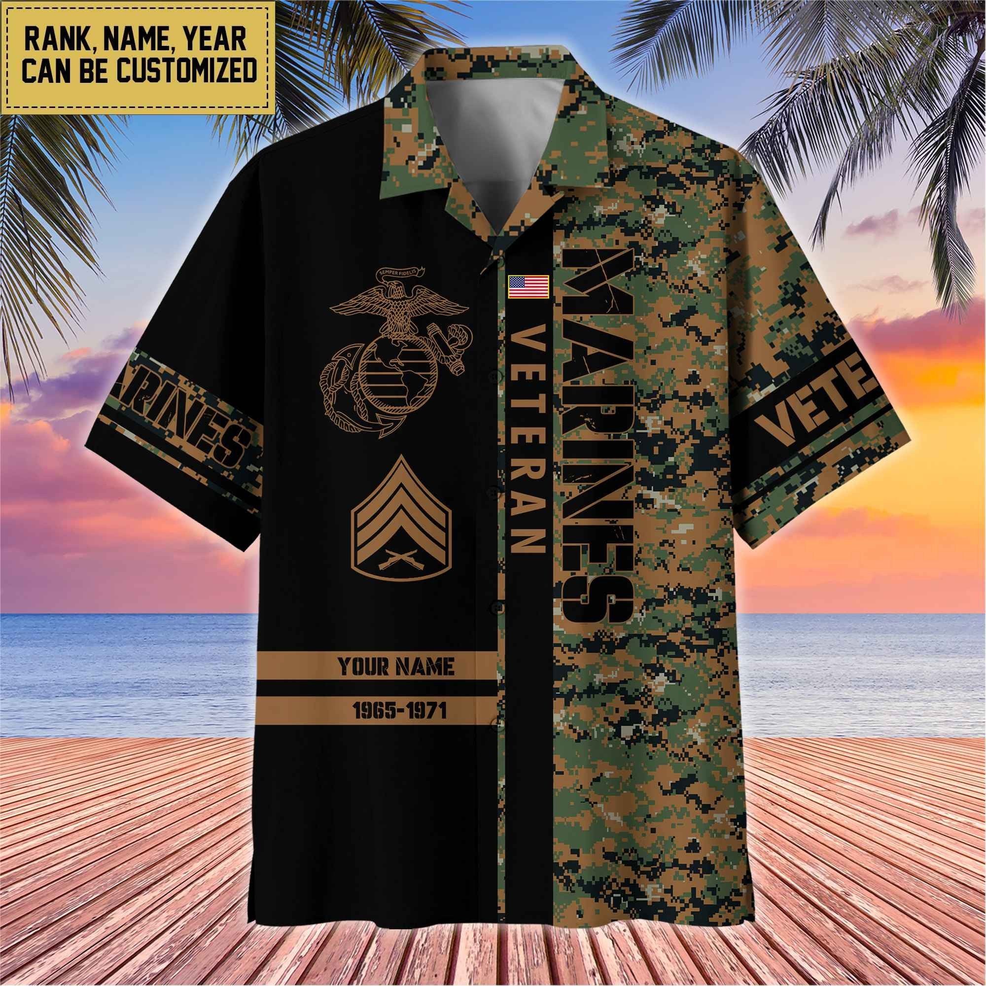 Premium Personalized US Veterans Hawaii Shirt, Gifts For Dad, For Husband Veteran BPVC110701