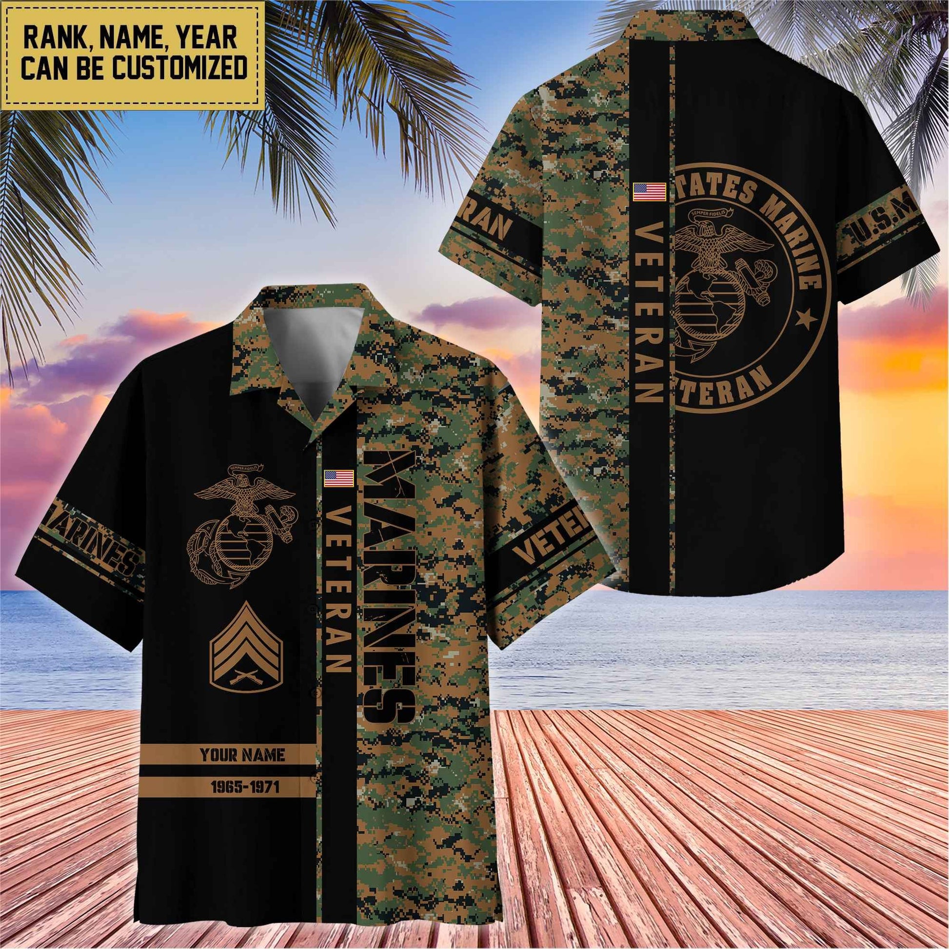 Premium Personalized US Veterans Hawaii Shirt, Gifts For Dad, For Husband Veteran BPVC110701