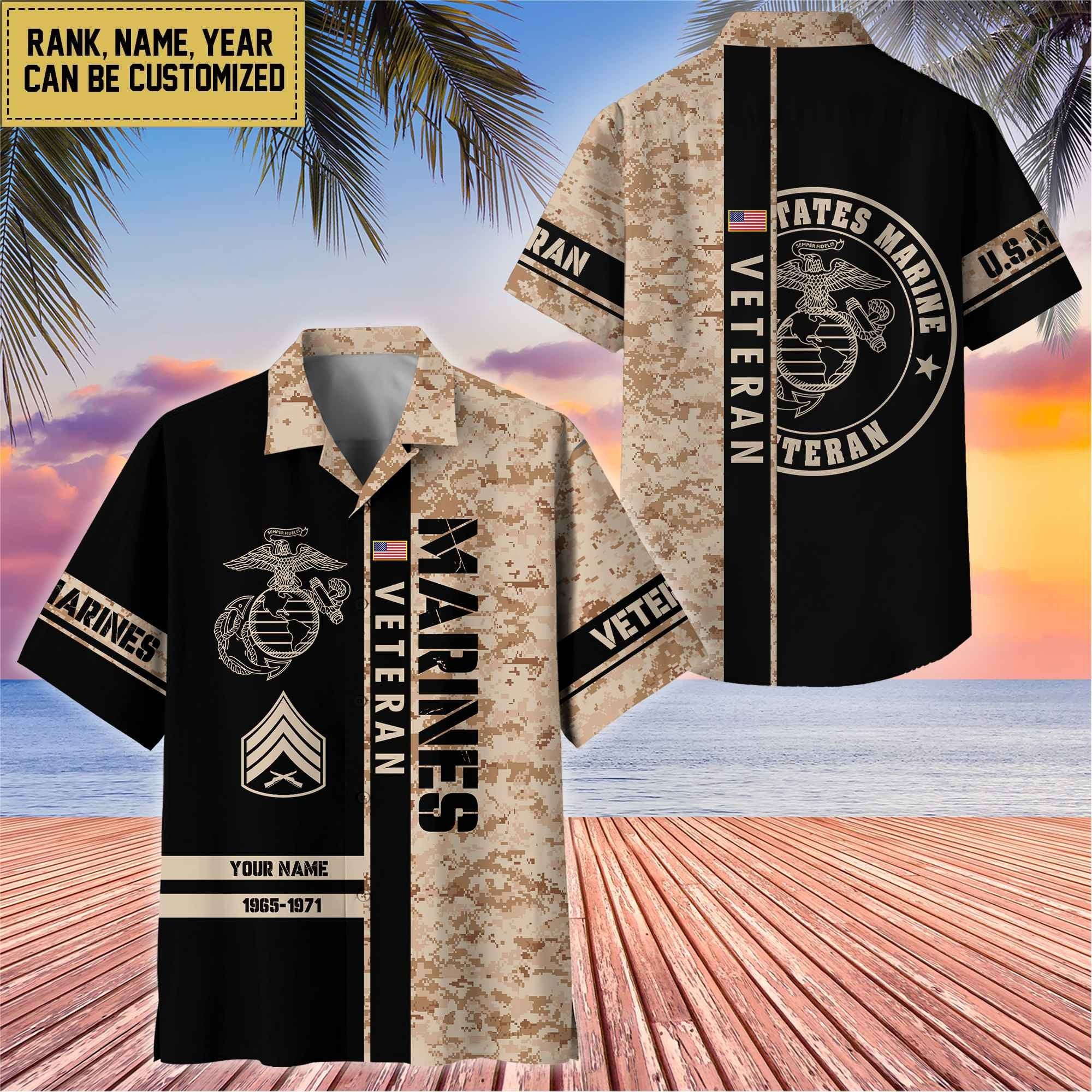Premium Personalized US Veterans Hawaii Shirt, Gifts For Dad, For Husband Veteran BPVC110701