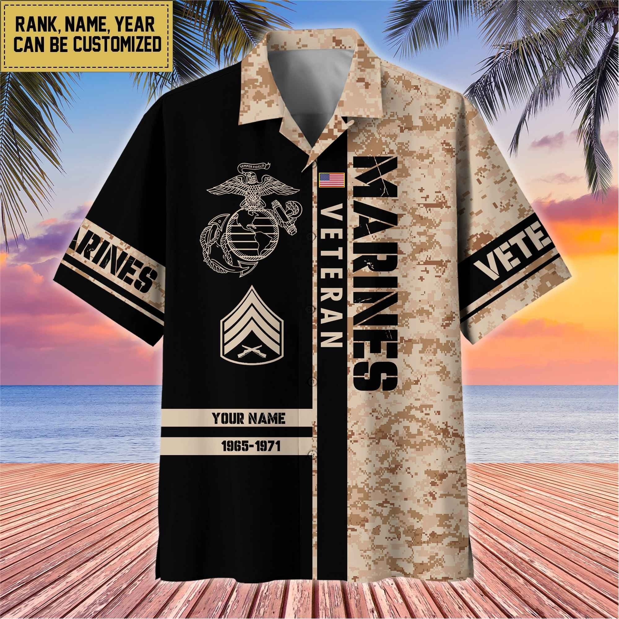 Premium Personalized US Veterans Hawaii Shirt, Gifts For Dad, For Husband Veteran BPVC110701