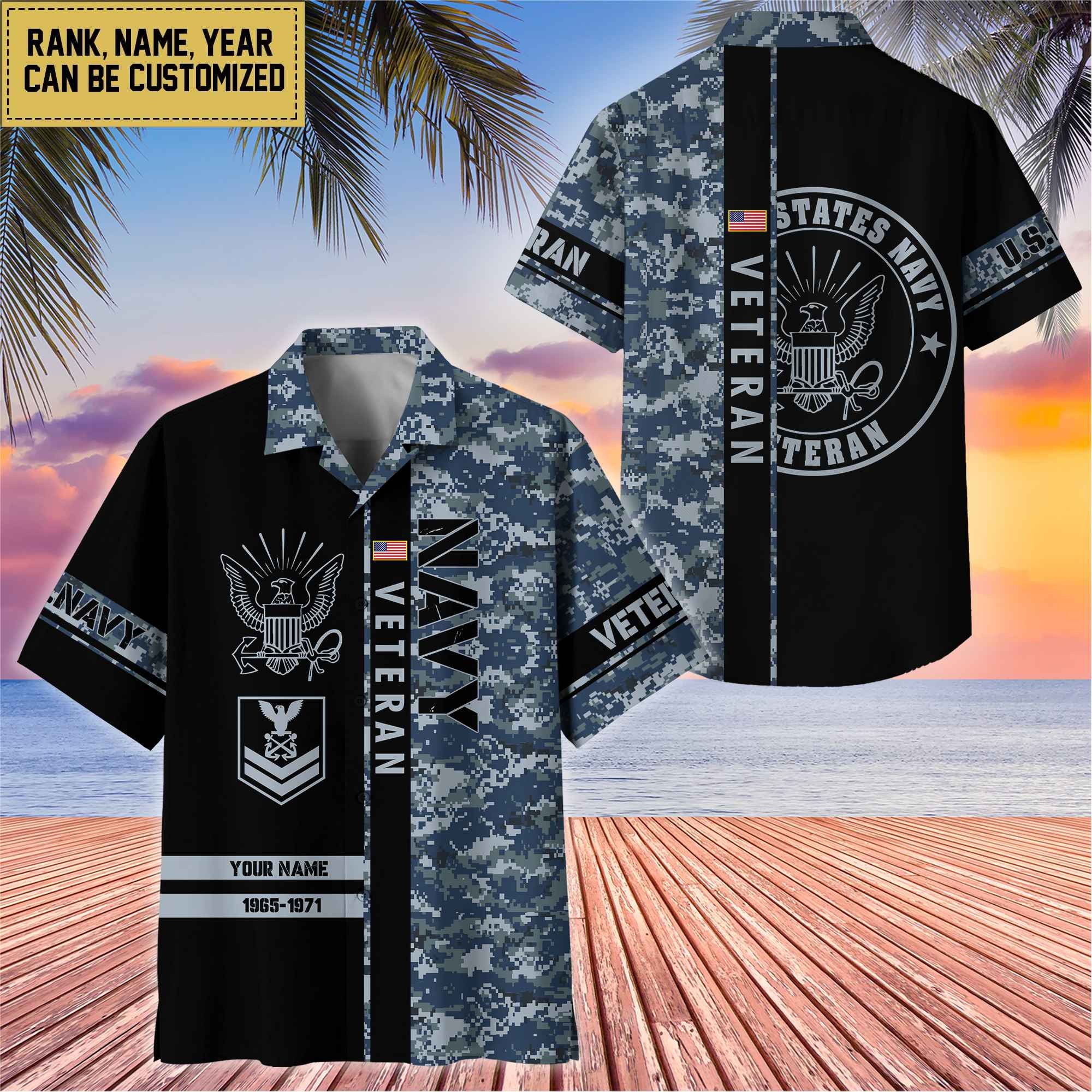 Premium Personalized US Veterans Hawaii Shirt, Gifts For Dad, For Husband Veteran BPVC110701