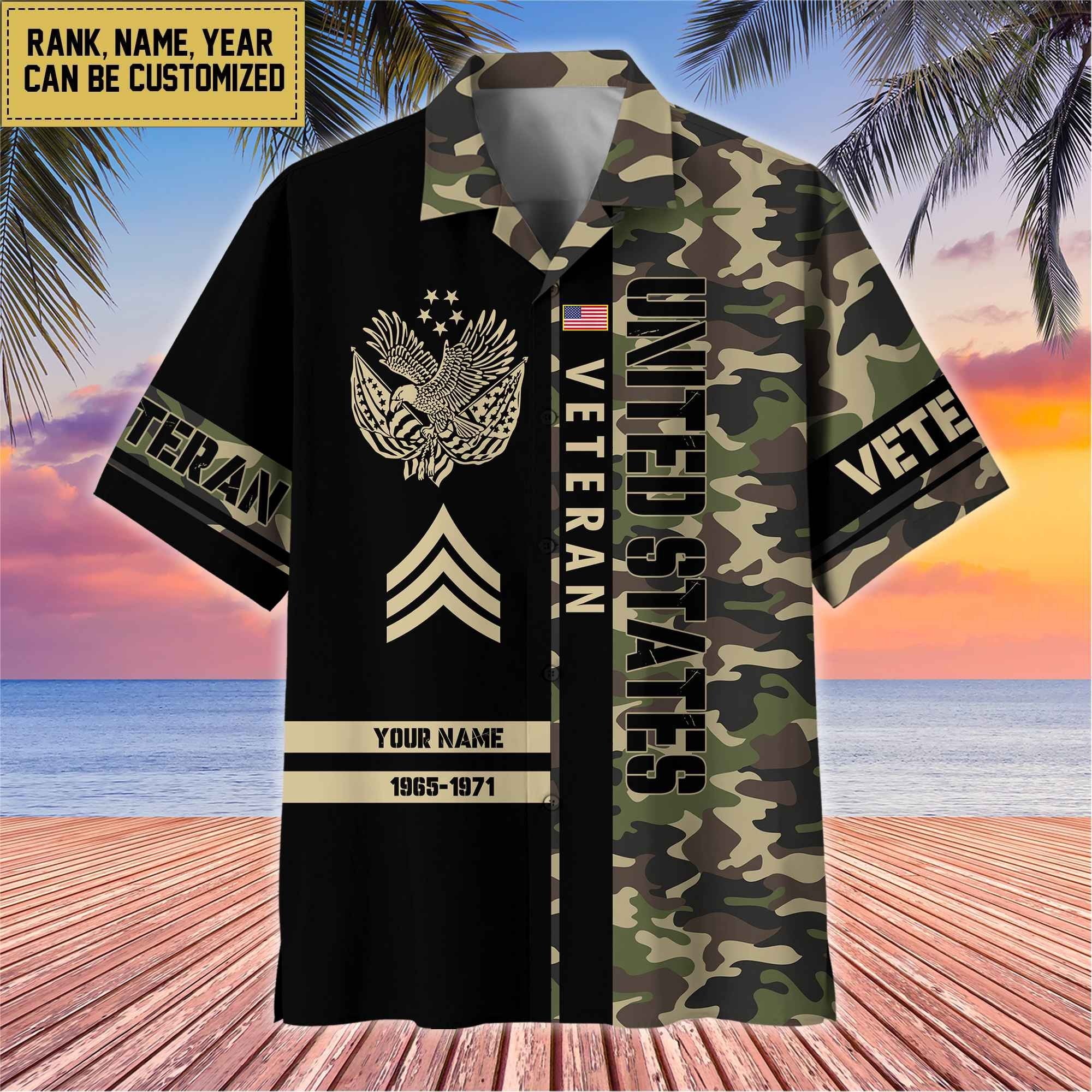 Premium Personalized US Veterans Hawaii Shirt, Gifts For Dad, For Husband Veteran BPVC110701
