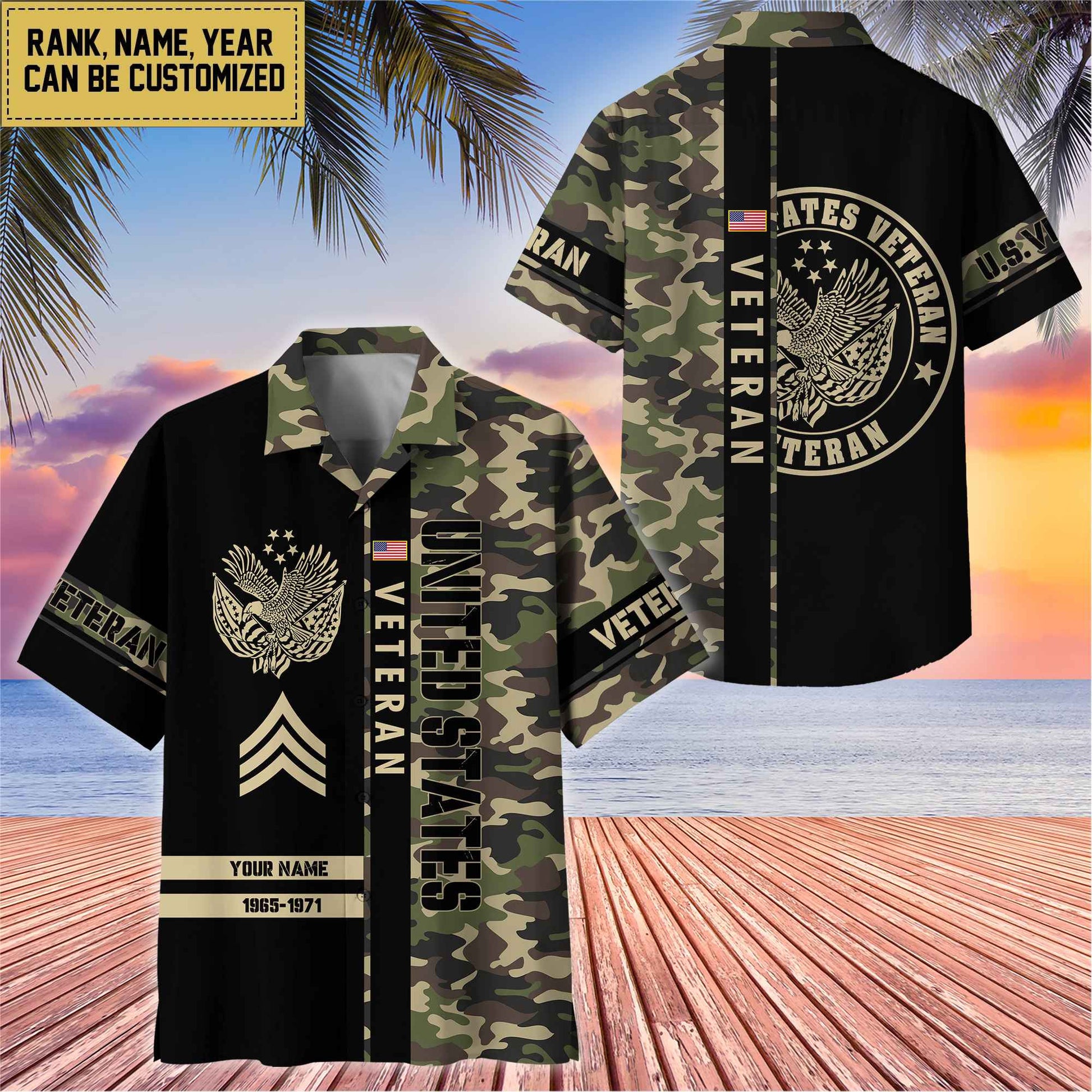 Premium Personalized US Veterans Hawaii Shirt, Gifts For Dad, For Husband Veteran BPVC110701
