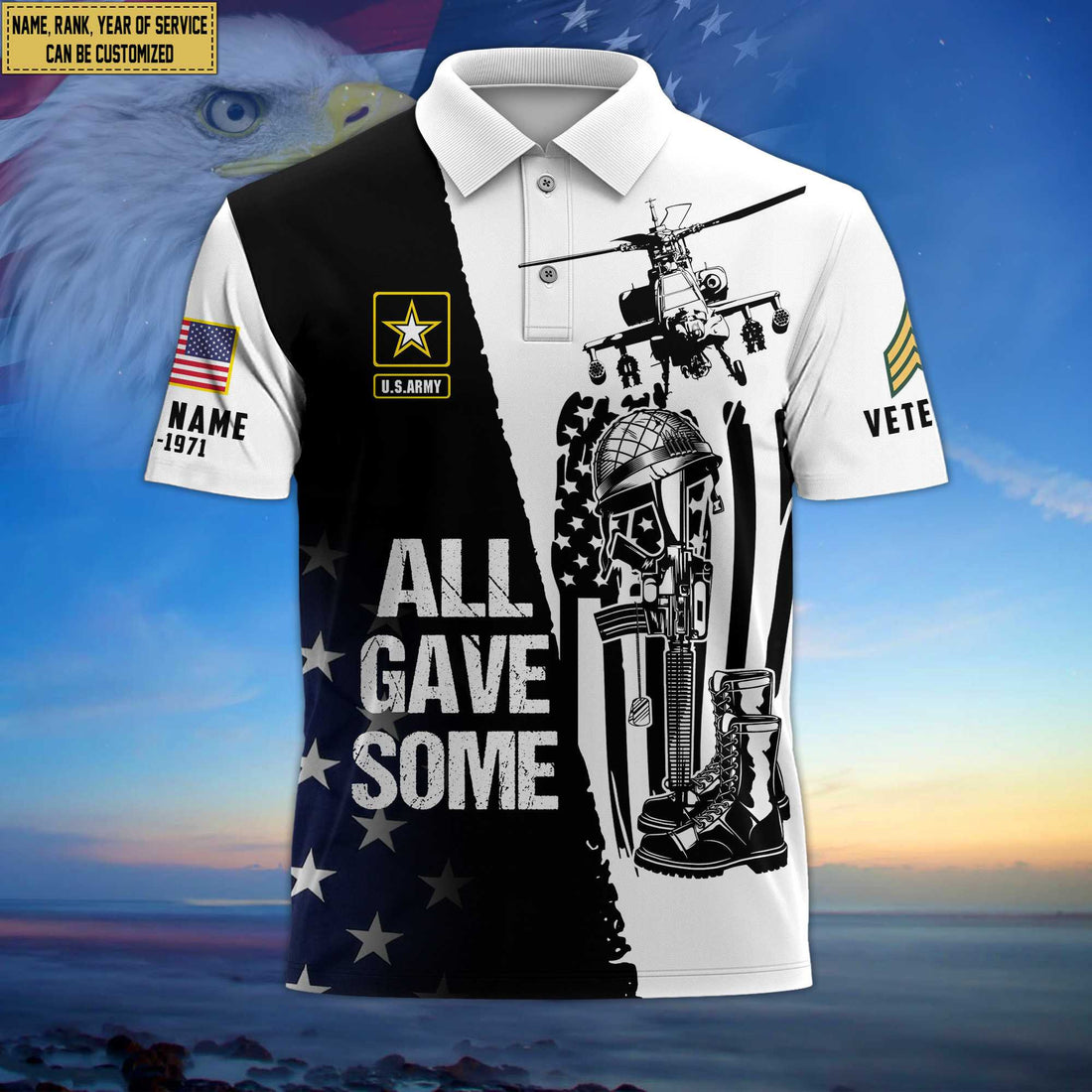 Premium Custom US Army Polo Shirt, Gifts for Army Veteran, Gifts For Dad, For Husband VPVC203701