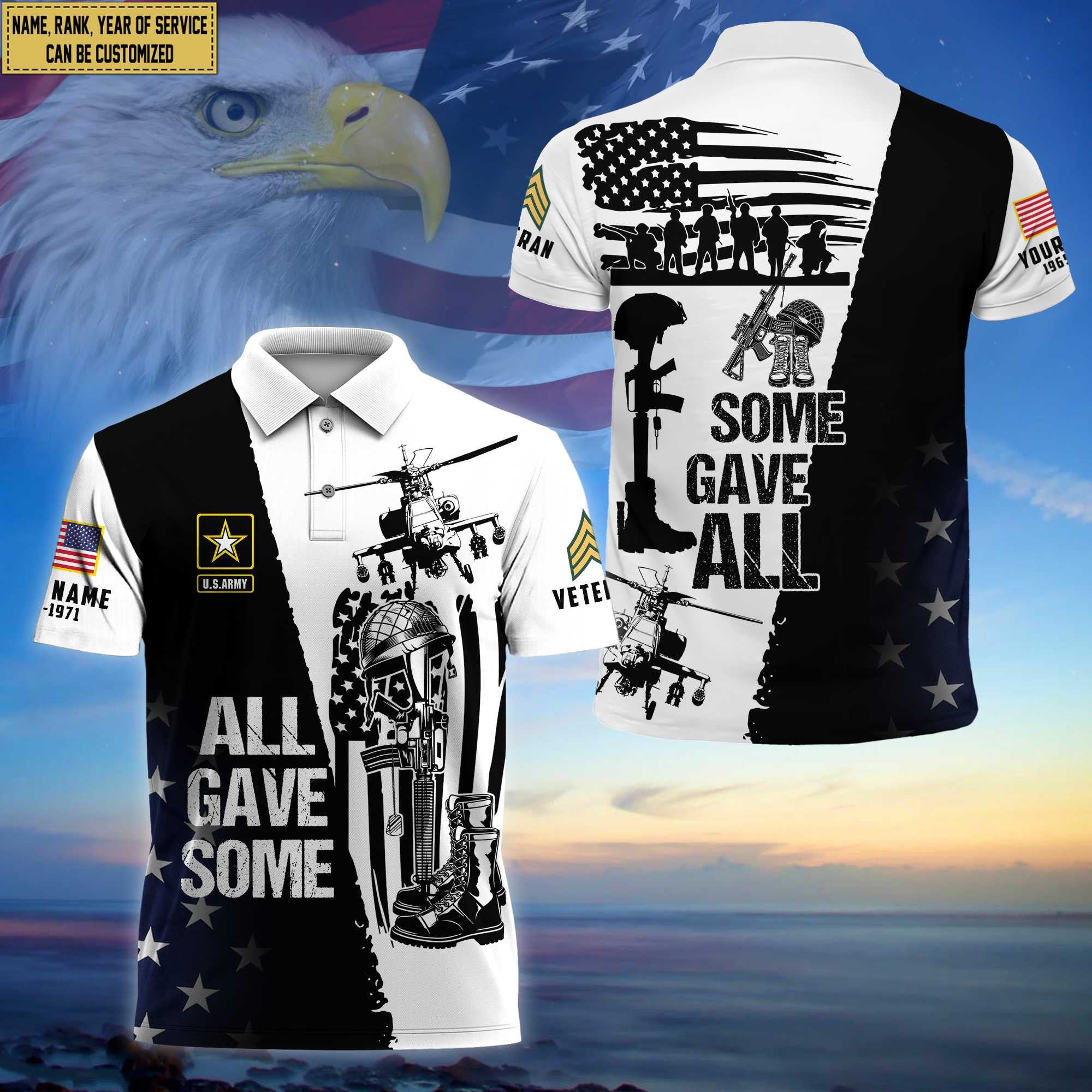 Premium Custom US Army Polo Shirt, Gifts for Army Veteran, Gifts For Dad, For Husband VPVC203701