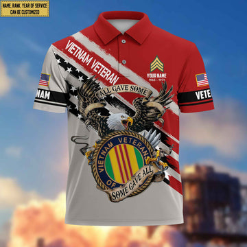 Premium Vietnam Veteran Polo Shirt, Custom Name, Rank Gifts For Vietnam Veteran VPVC204006