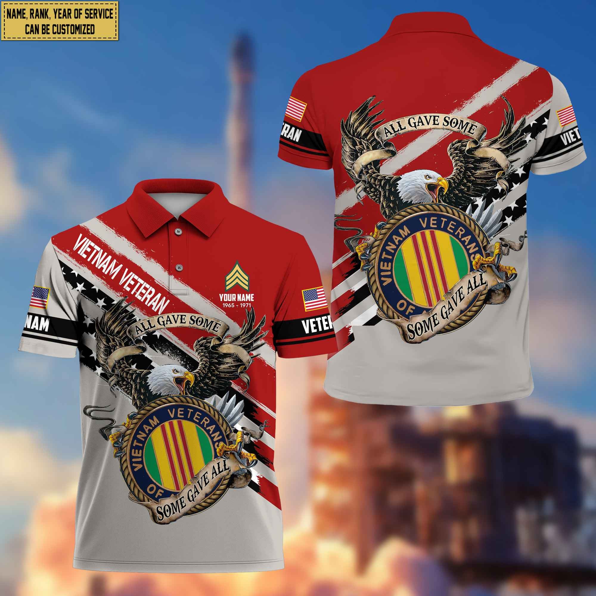 Premium Vietnam Veteran Polo Shirt, Custom Name, Rank Gifts For Vietnam Veteran VPVC204006