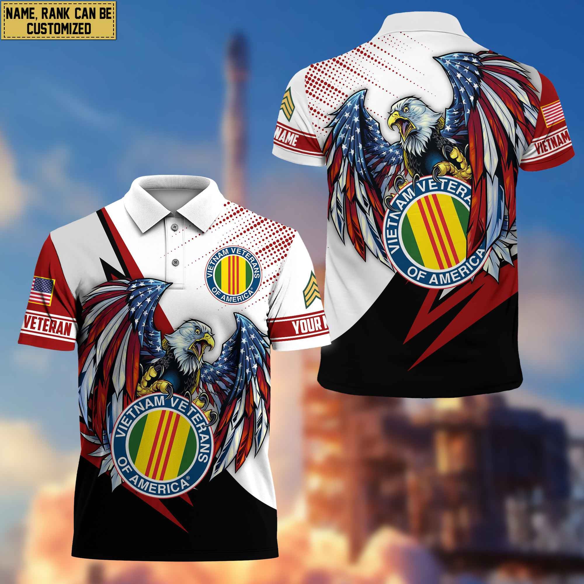 Premium Vietnam Veteran Polo Shirt, Custom Name, Rank Gift For Vietnam Veteran VPVC204206