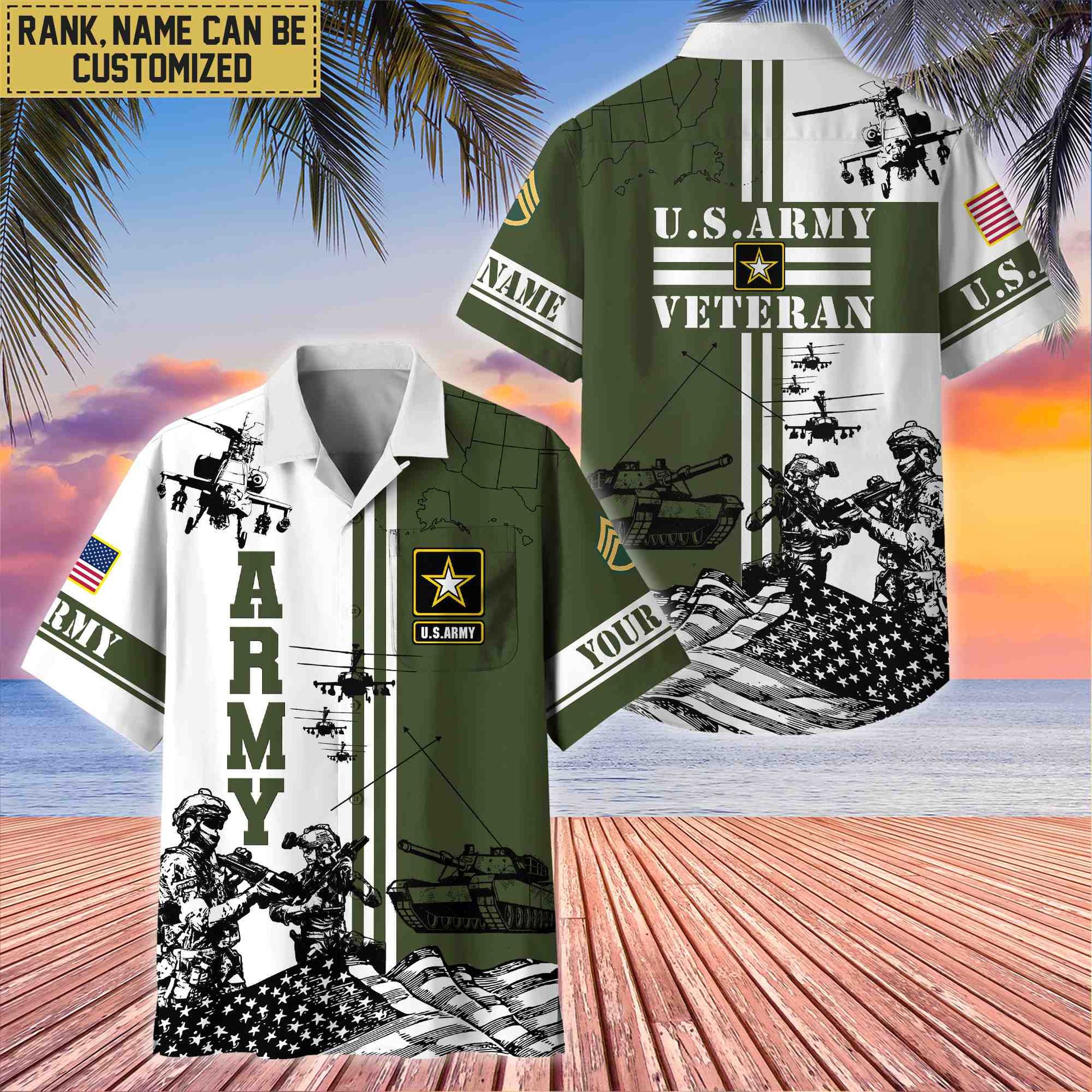 Premium Custom US Army Veteran Hawaii Shirt With Pocket, Gifts For Veterans Day, Father's Day, Gifts for Army Veteran VPVC401001
