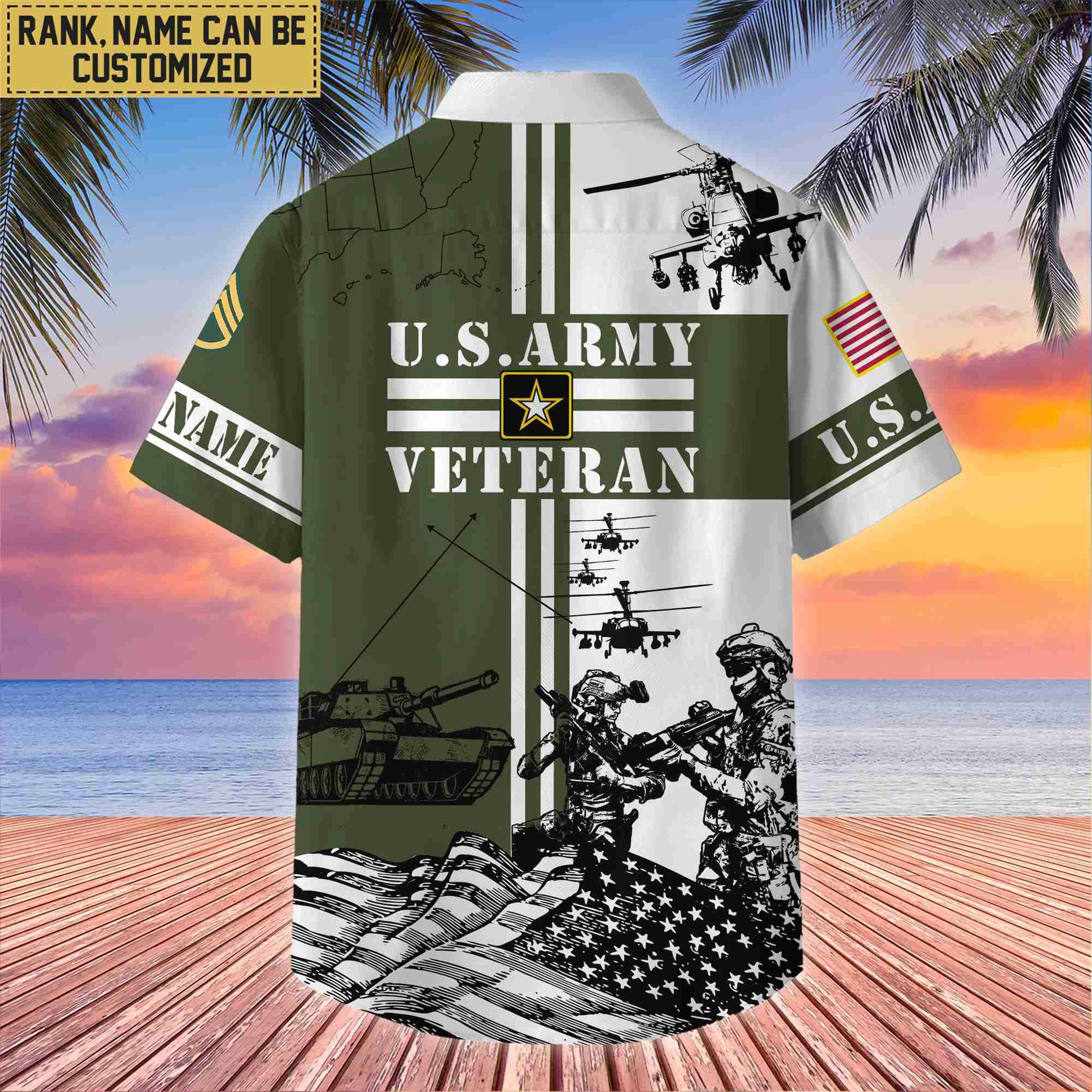 Premium Custom US Army Veteran Hawaii Shirt With Pocket, Gifts For Veterans Day, Father's Day, Gifts for Army Veteran VPVC401001