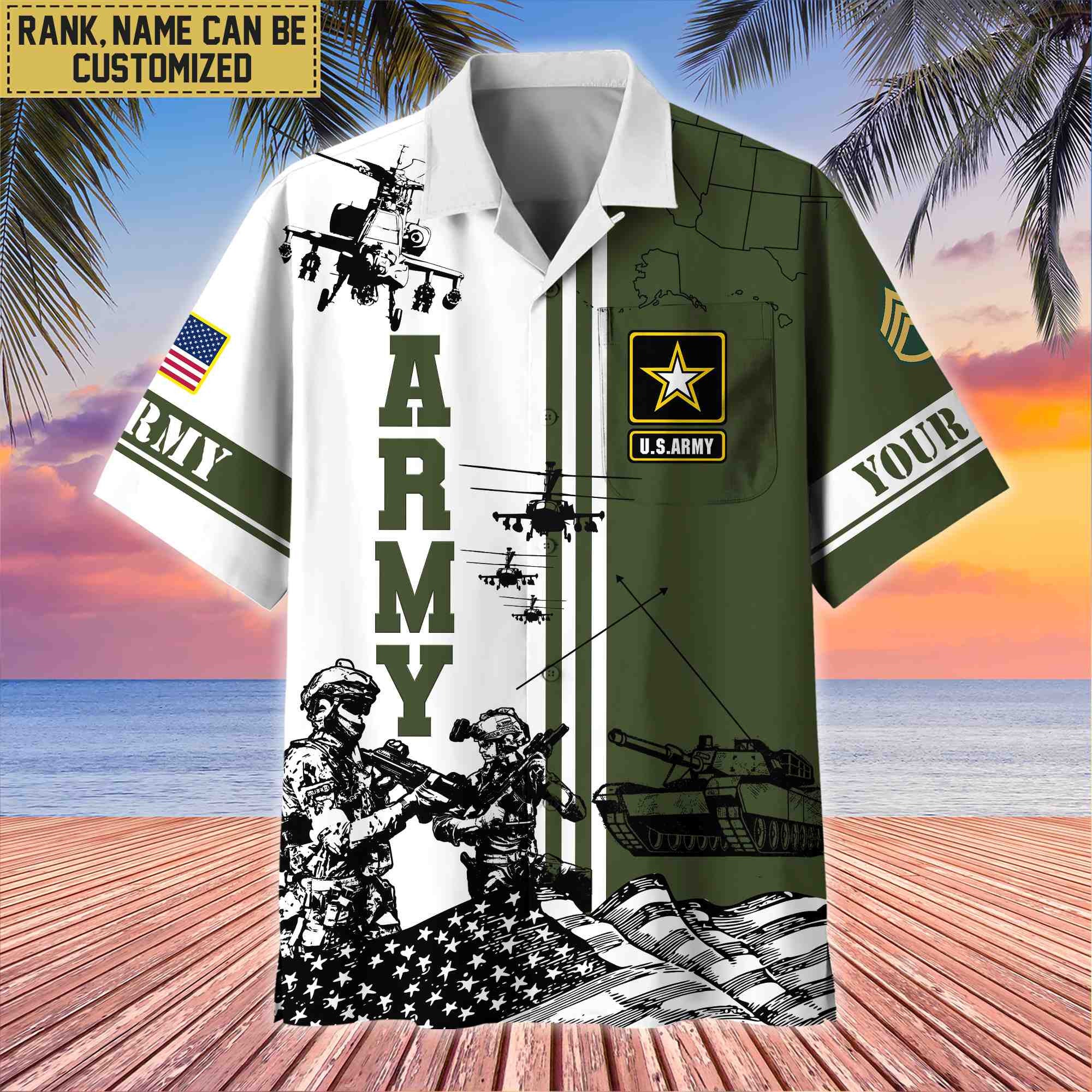 Premium Custom US Army Veteran Hawaii Shirt With Pocket, Gifts For Veterans Day, Father's Day, Gifts for Army Veteran VPVC401001
