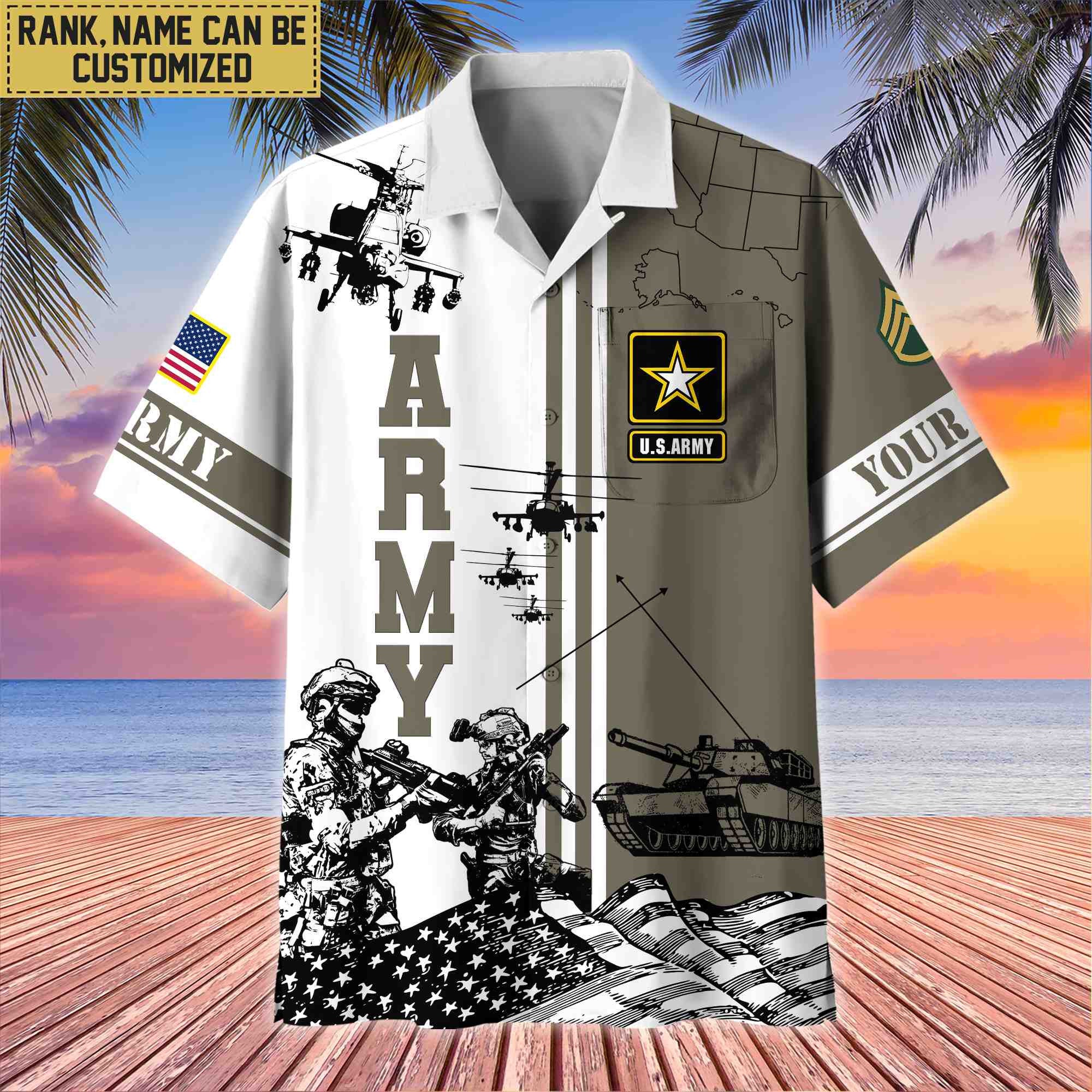 Premium Custom US Army Veteran Hawaii Shirt With Pocket, Gifts For Veterans Day, Father's Day, Gifts for Army Veteran VPVC401001