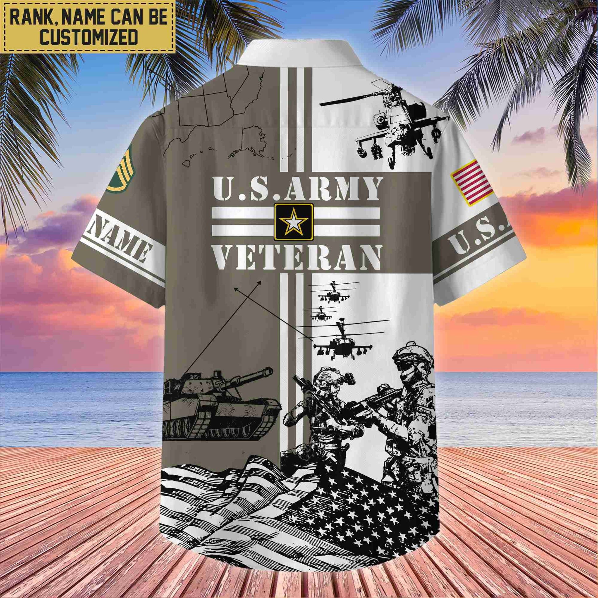 Premium Custom US Army Veteran Hawaii Shirt With Pocket, Gifts For Veterans Day, Father's Day, Gifts for Army Veteran VPVC401001