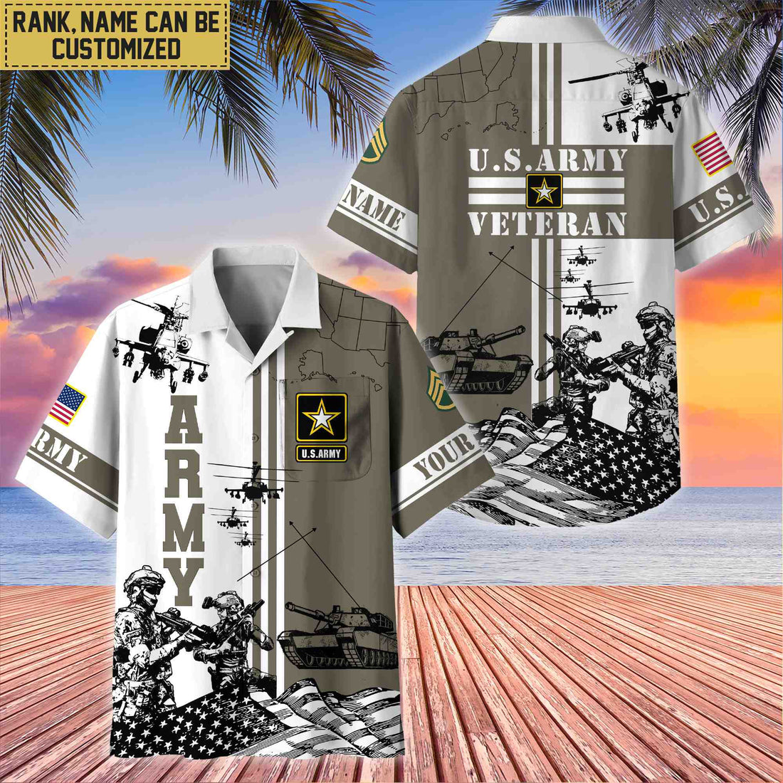 Premium Custom US Army Veteran Hawaii Shirt With Pocket, Gifts For Veterans Day, Father's Day, Gifts for Army Veteran VPVC401001